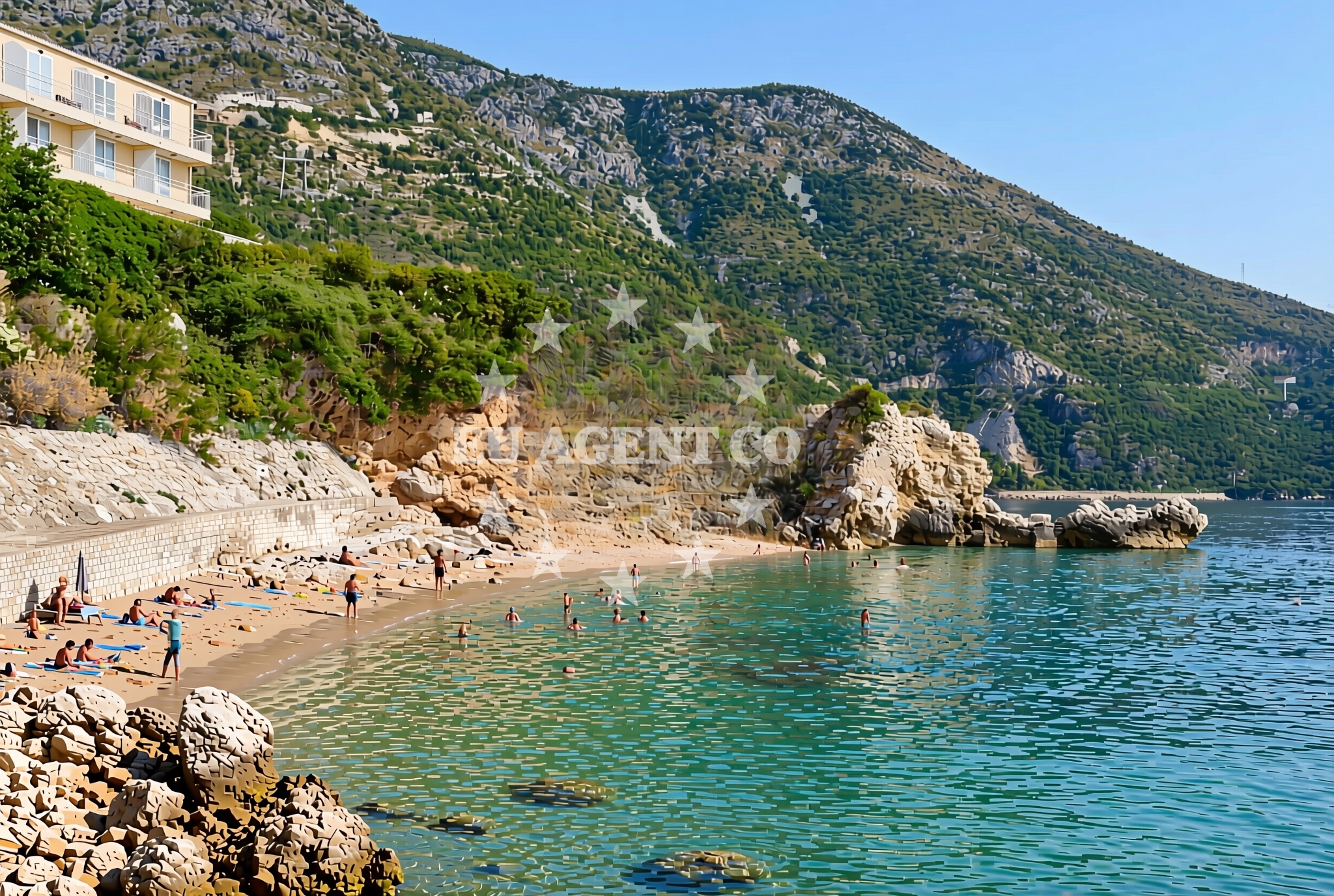 Shoreline and swimming area at Lukovica, Plat Beach in Lukovica