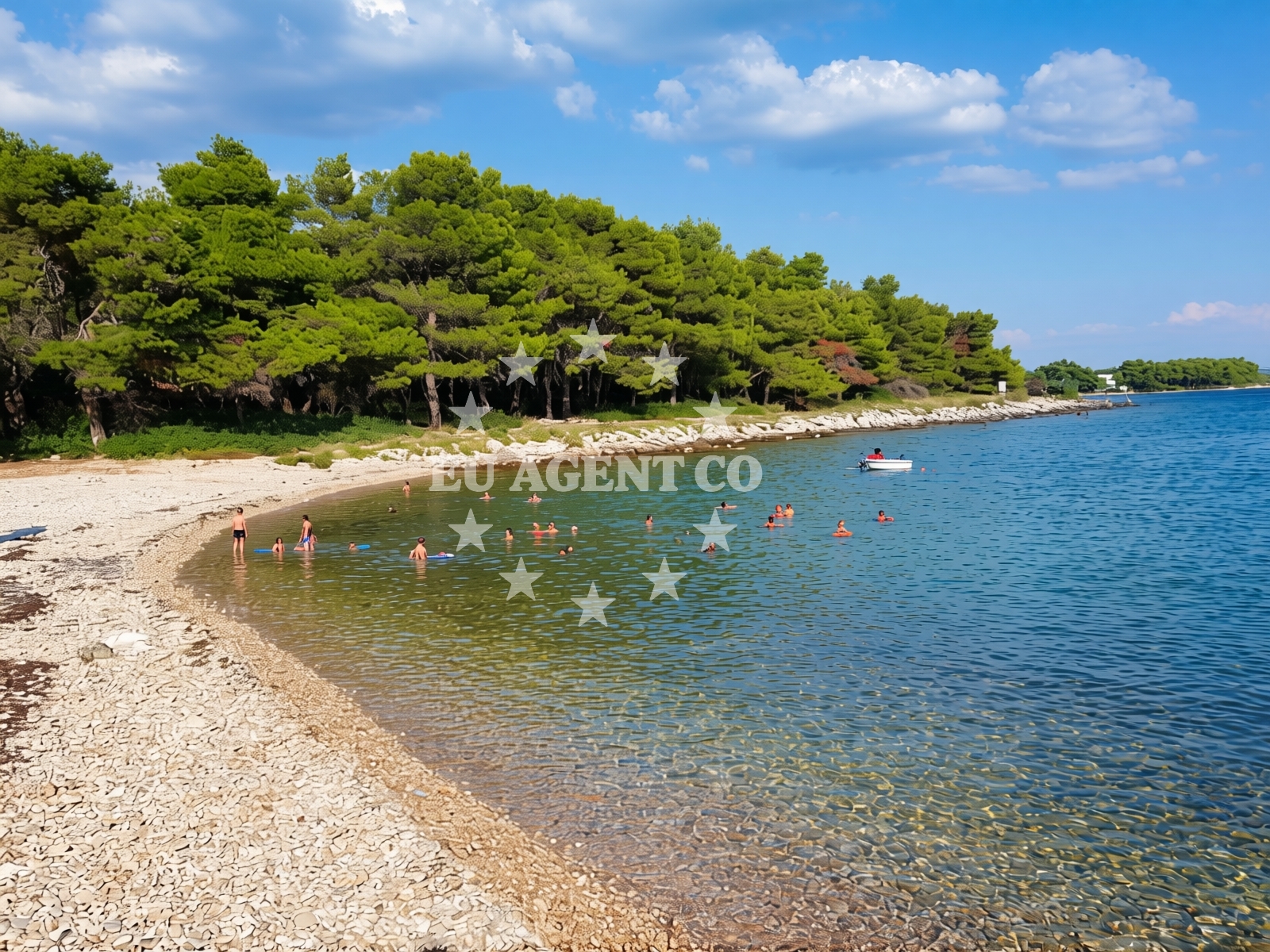 Sea and coastal view of Lumbrak beach in Crvena Luka 1, Biograd na Moru