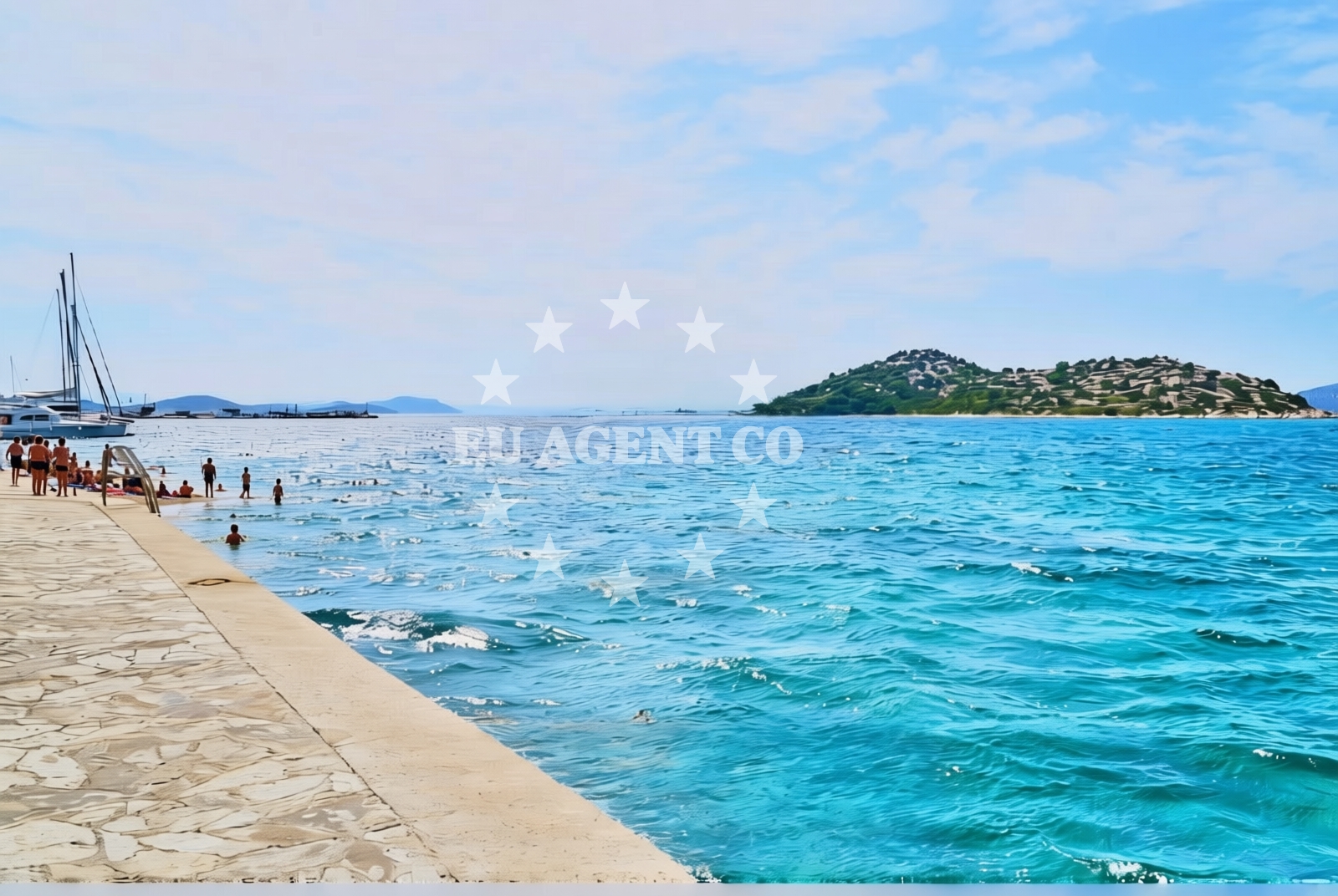 Sea and coastal view of Luna, Tribunj Beach in Luna