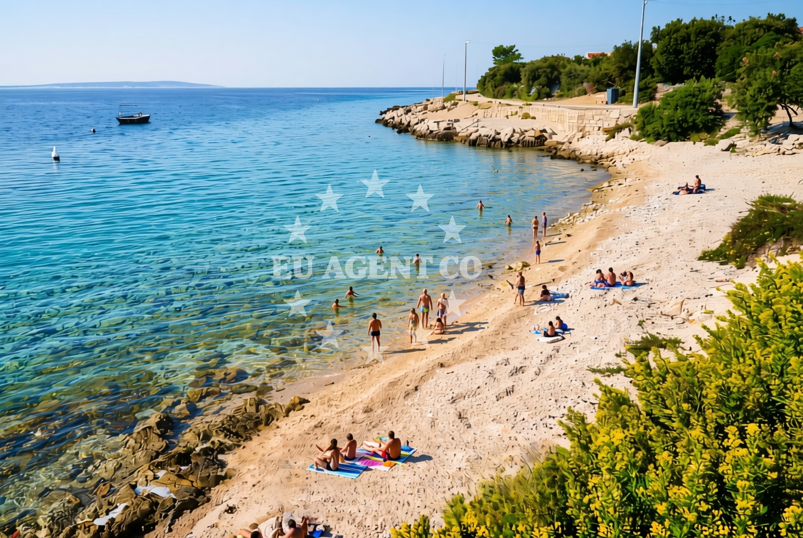Overview of Lungo mare istok, Mandre (Pag) Beach in Lungo mare istok