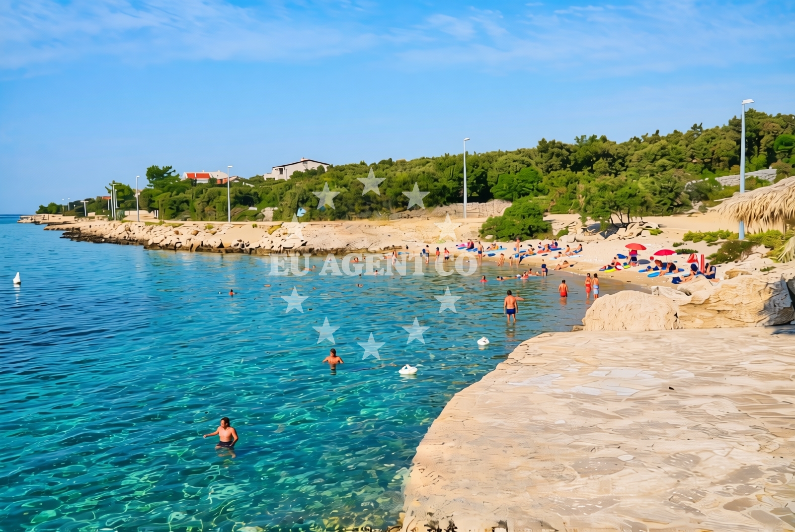 Shoreline and swimming area at Lungo mare istok, Mandre (Pag) Beach in Lungo mare istok