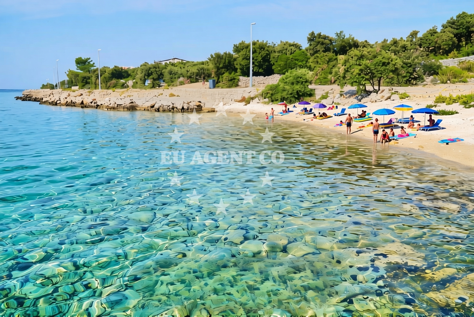 Beach facilities and surroundings at Lungo mare istok, Mandre (Pag) Beach in Lungo mare istok