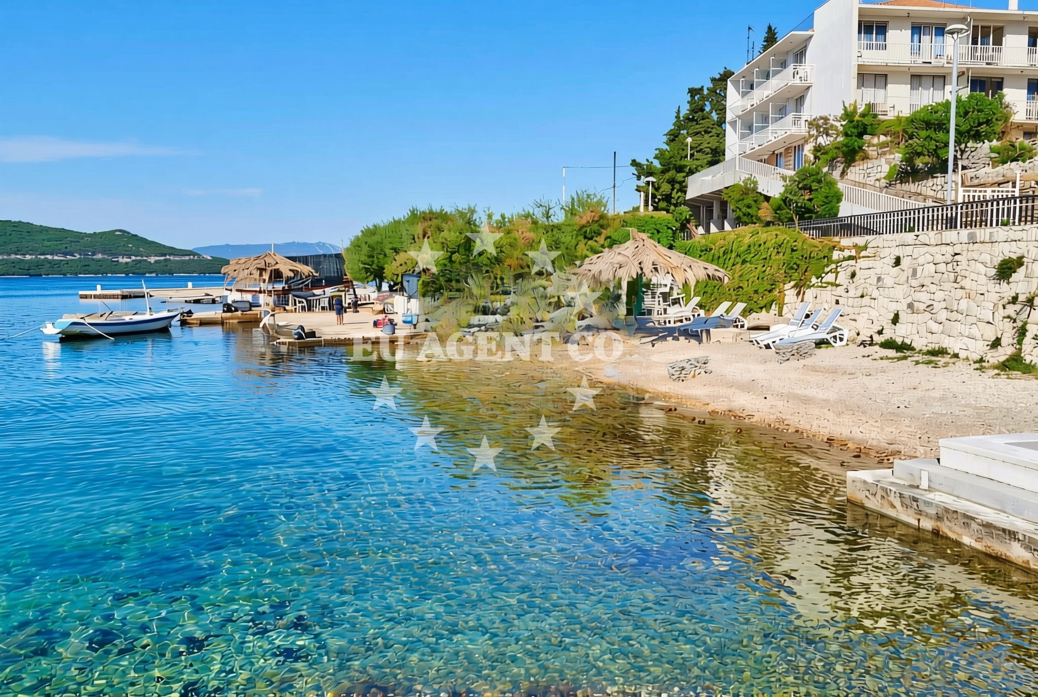 Shoreline and swimming area at Lungomare, Neum Beach in Lungomare