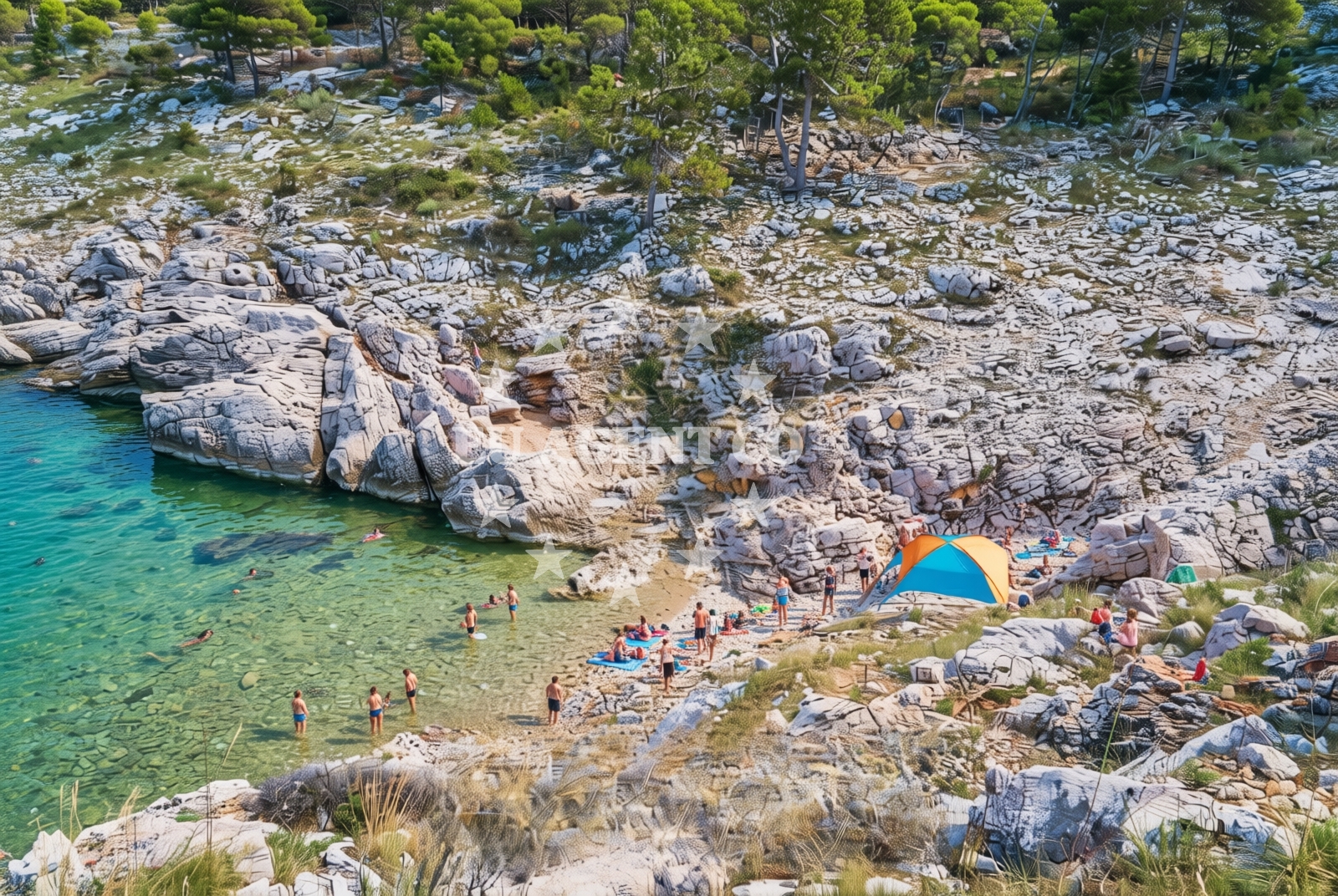 Sea and coastal view of Lupeška, Županje (Krk) Beach in Lupeška