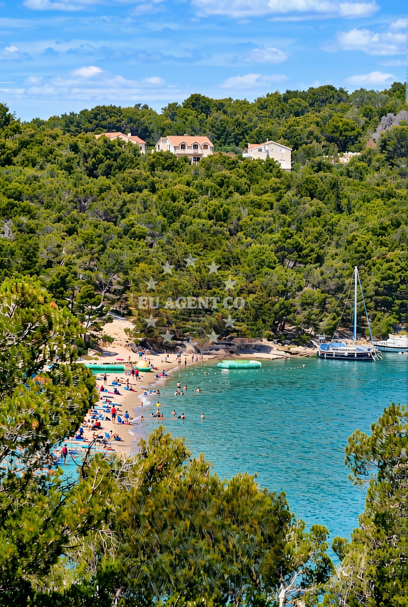 Shoreline and swimming area at Luša, Brodarica Beach in Luša