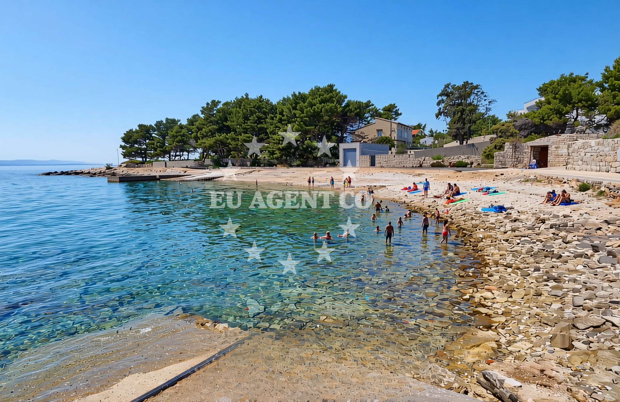 Beach facilities and surroundings at Mačak, Sućuraj (Hvar) Beach in Mačak