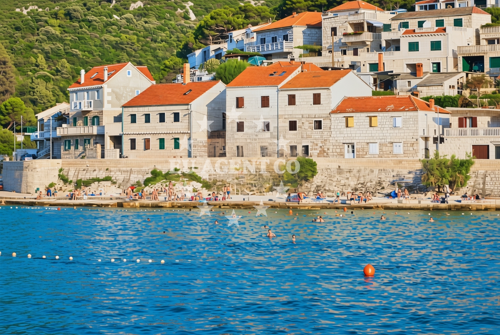 Shoreline and swimming area at Macel, Pučišća (Brač) Beach in Macel