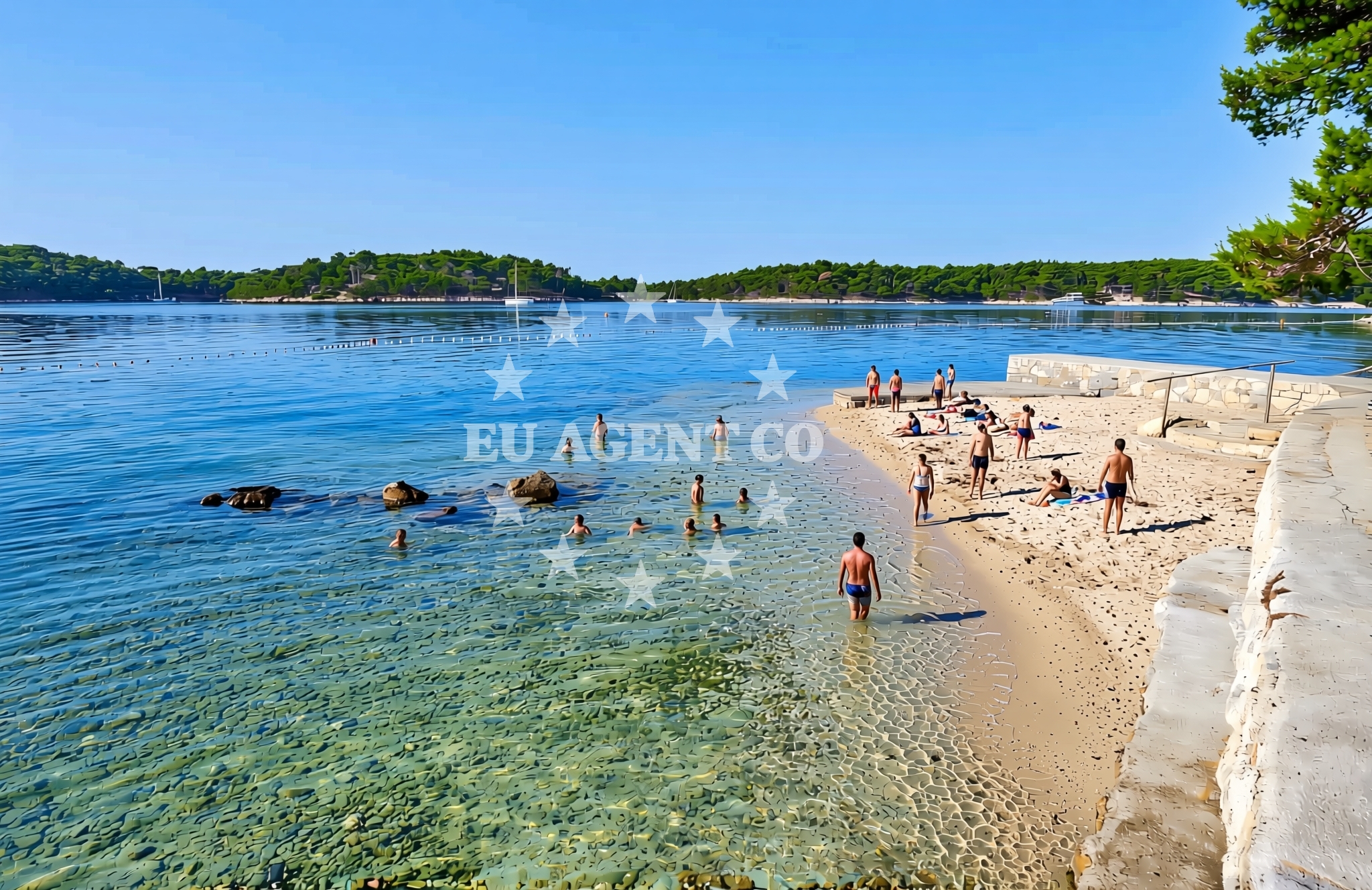 Sea and coastal view of Macolići, Palit (Rab) Beach in Macolići