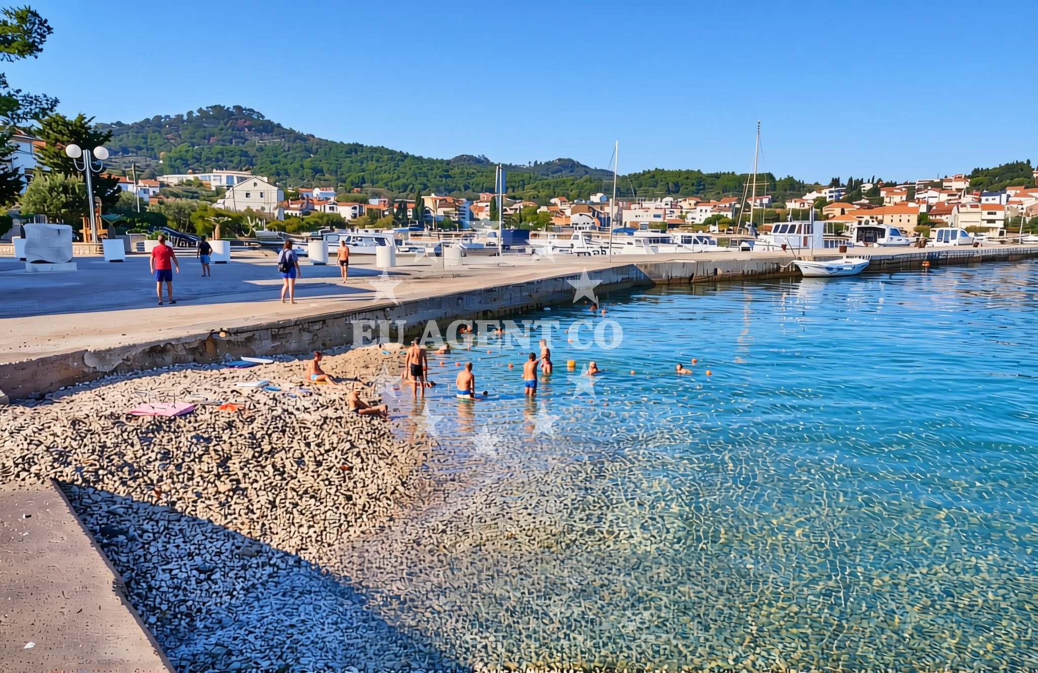 Shoreline and swimming area at Magazin, Preko (Ugljan) Beach in Magazin