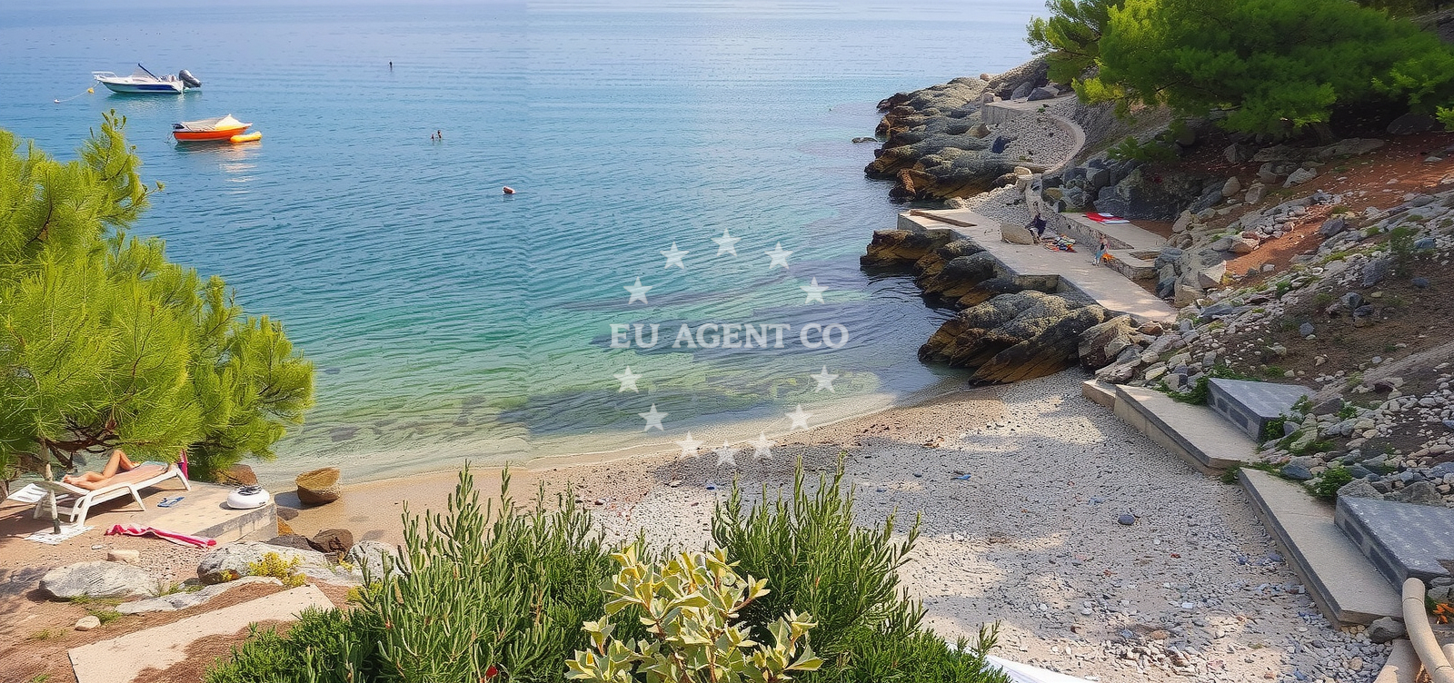 Overview of Maja's beach in Riva Pelegrin 89, Stomorska