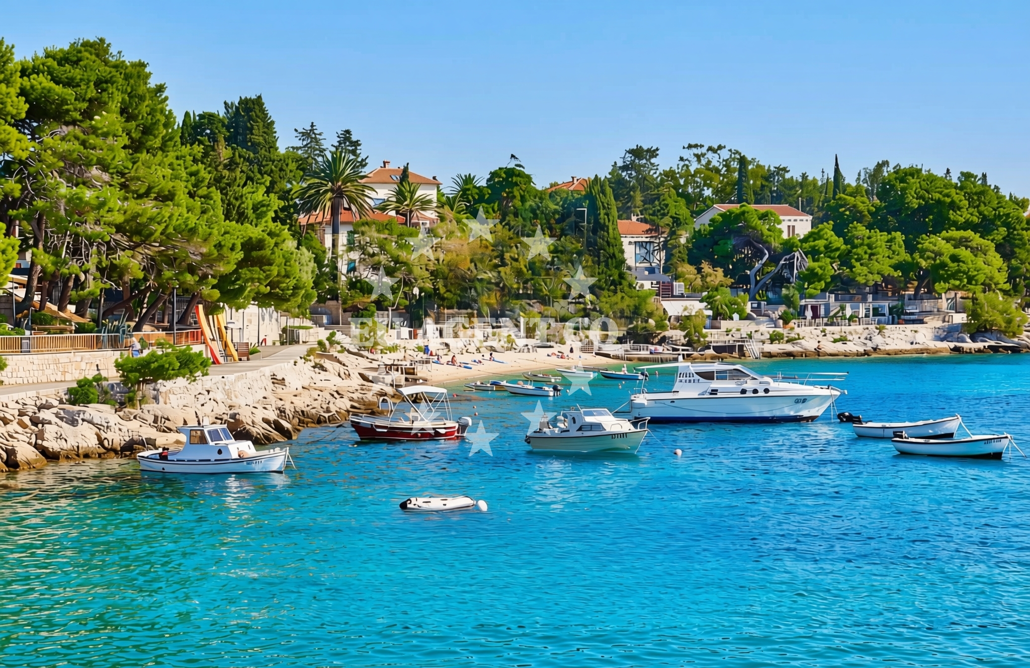 Shoreline and swimming area at Majerovica, Hvar (Hvar) Beach in Majerovica