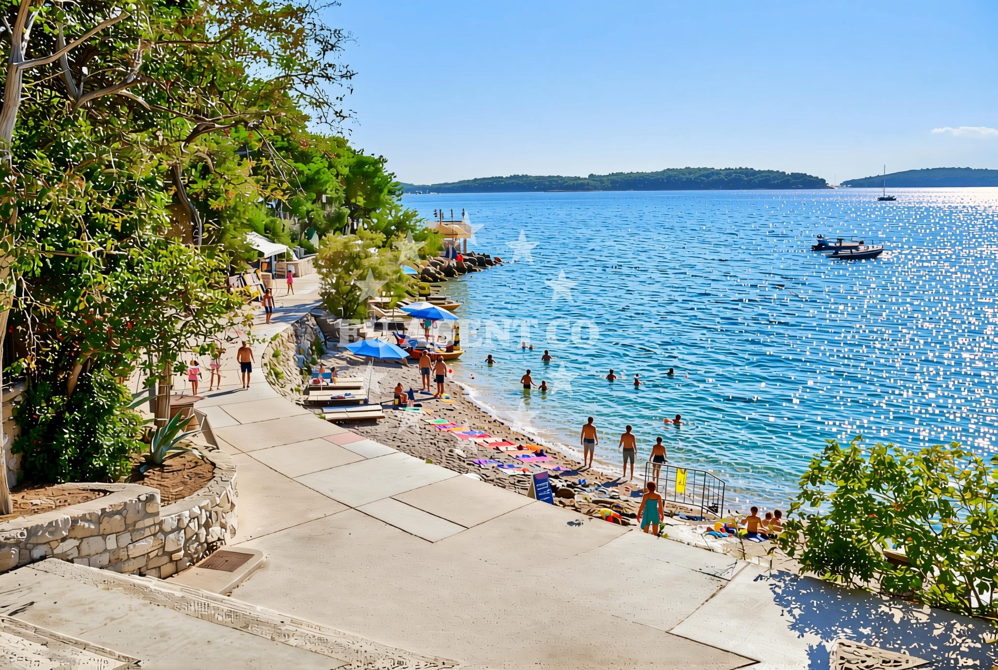 Beach facilities and surroundings at Majerovica, Hvar (Hvar) Beach in Majerovica