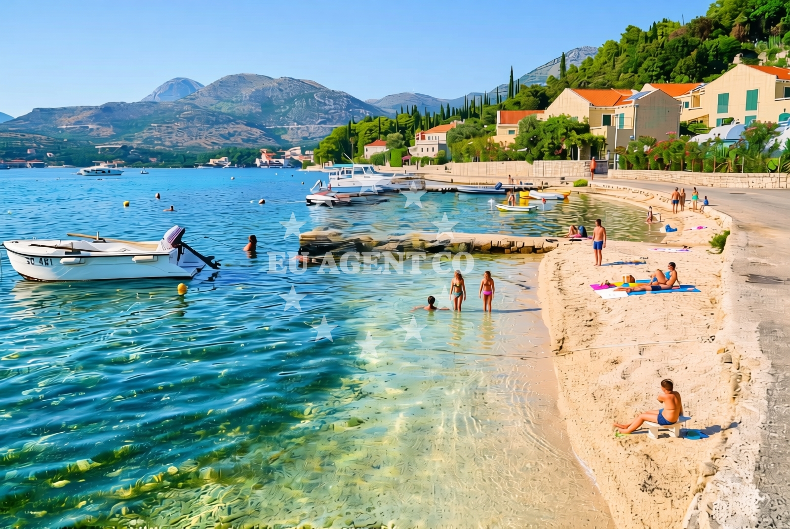 Shoreline and swimming area at Majkovi: beaches and coves in Majkovi