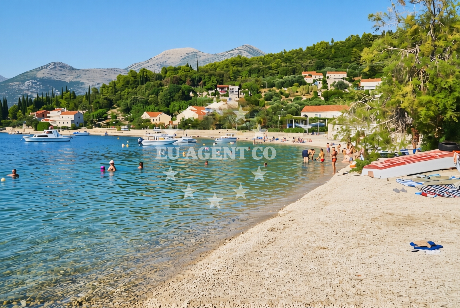 Sea and coastal view of Majkovi: beaches and coves in Majkovi