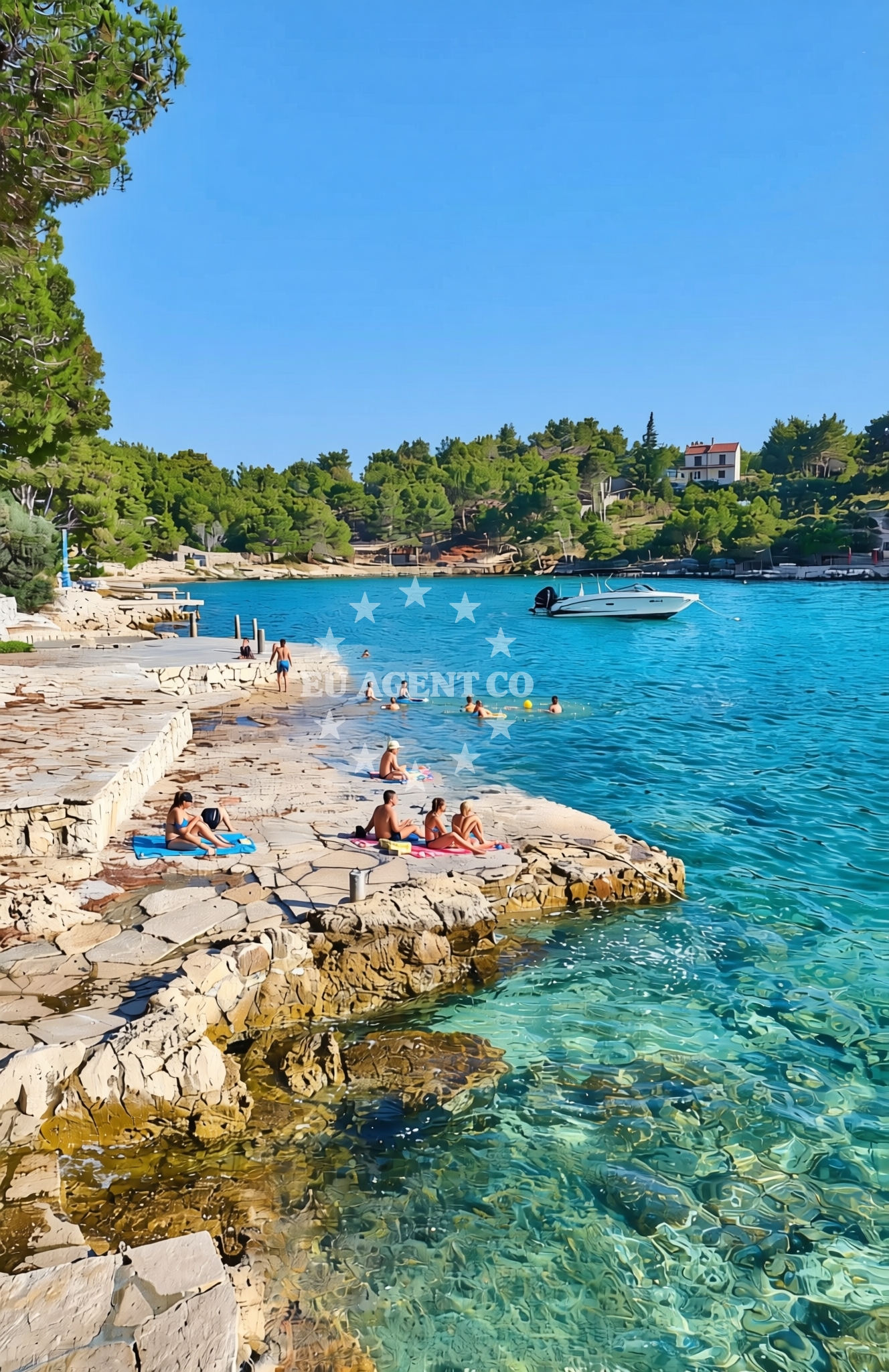 Shoreline and swimming area at Makarac, Milna (Brač) Beach in Makarac