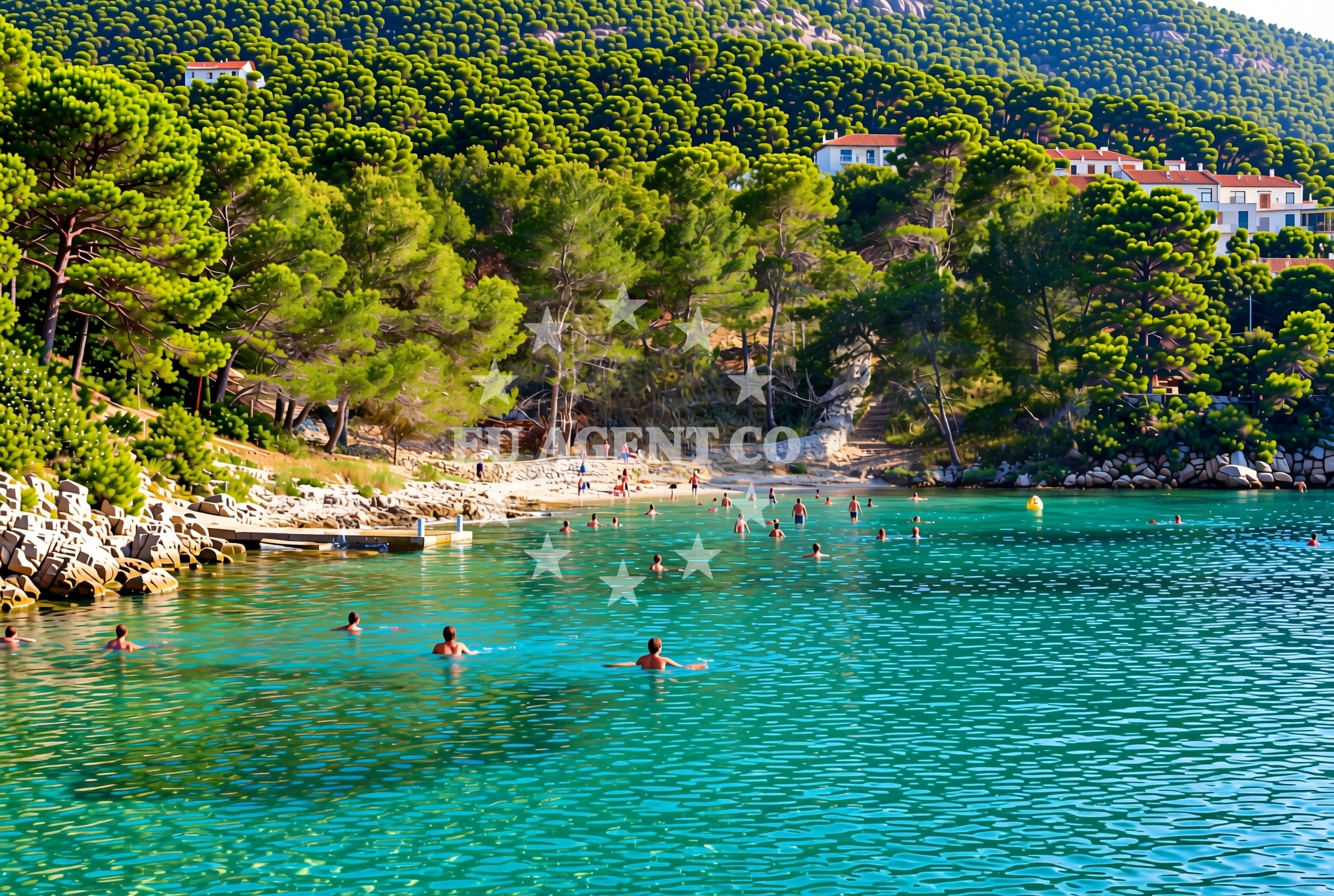 Beach facilities and surroundings at Makarac, Milna (Brač) Beach in Makarac