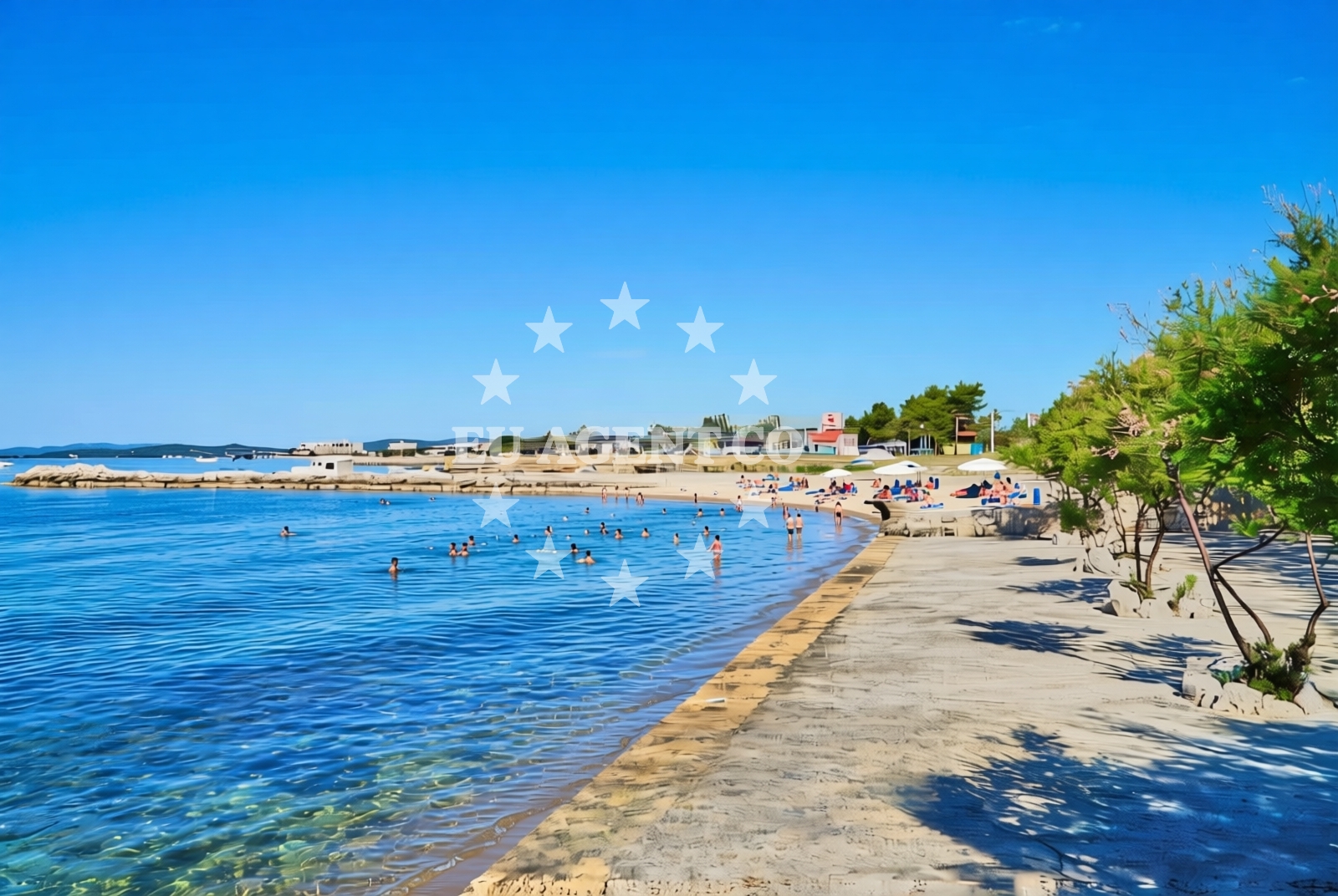Shoreline and swimming area at Makarska, Sukošan Beach in Makarska