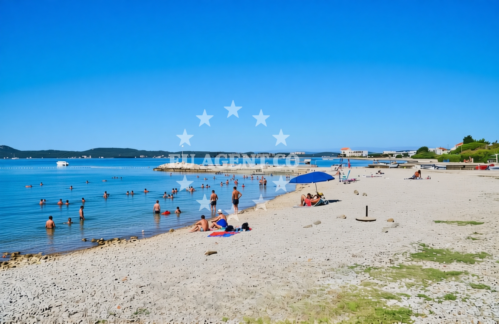 Sea and coastal view of Makarska, Sukošan Beach in Makarska