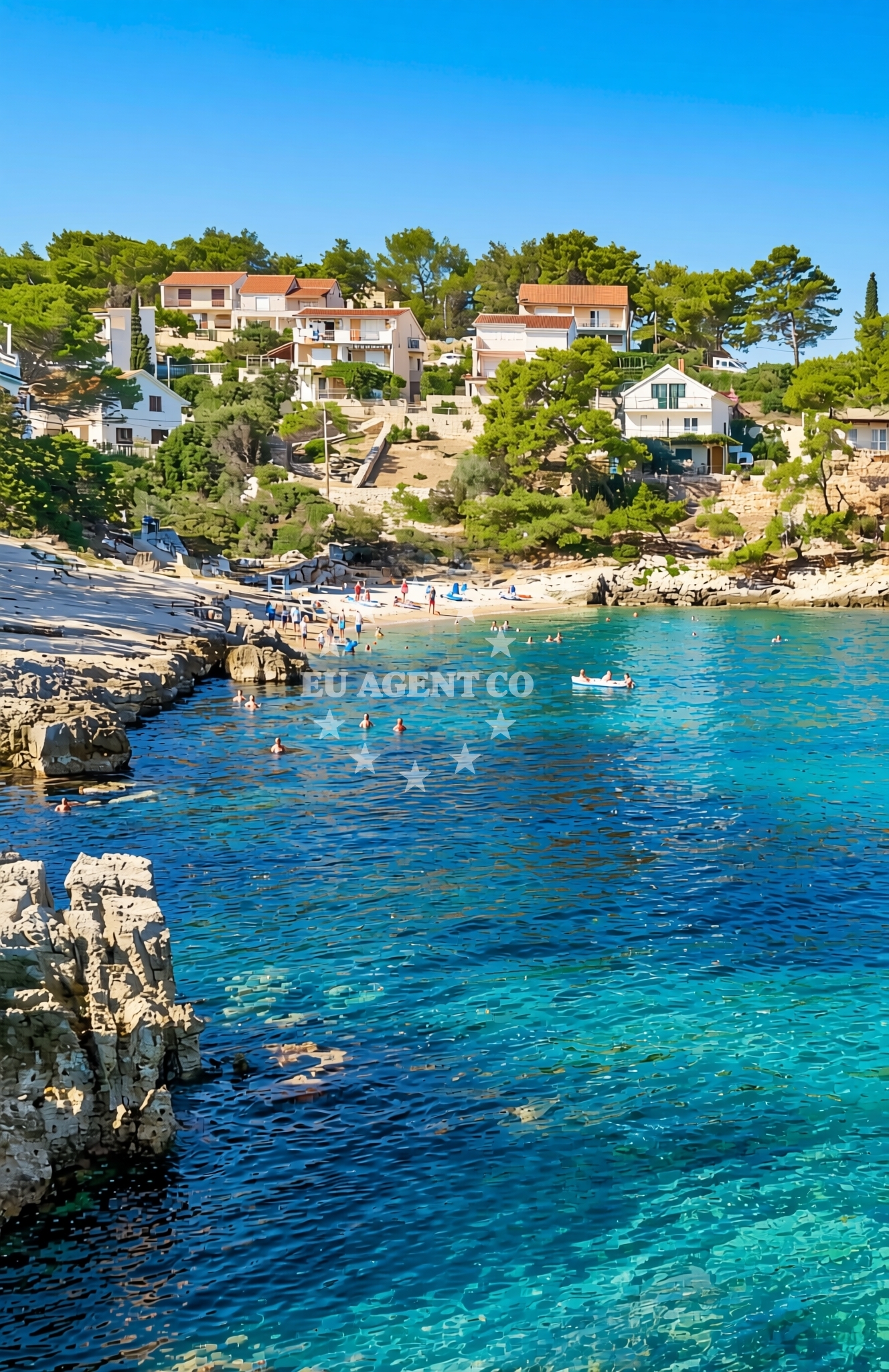 Sea and coastal view of Mala Basina, Vrboska (Hvar) Beach in Mala Basina
