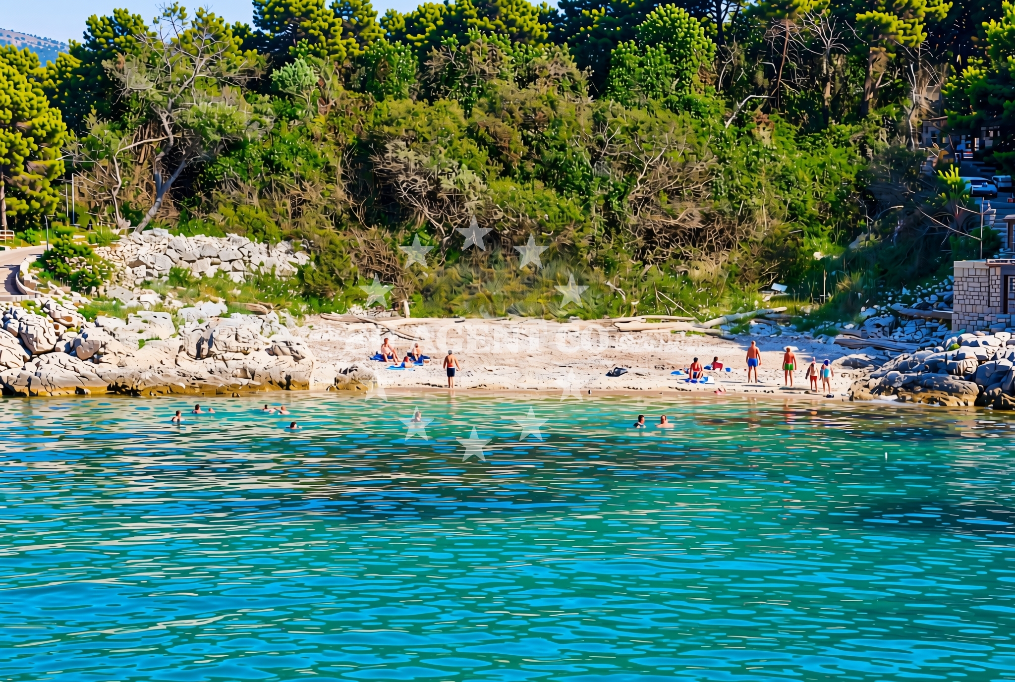 Shoreline and swimming area at Mala Draga, Ilovik (Mali Lošinj) (Ilovik) Beach in Mala Draga