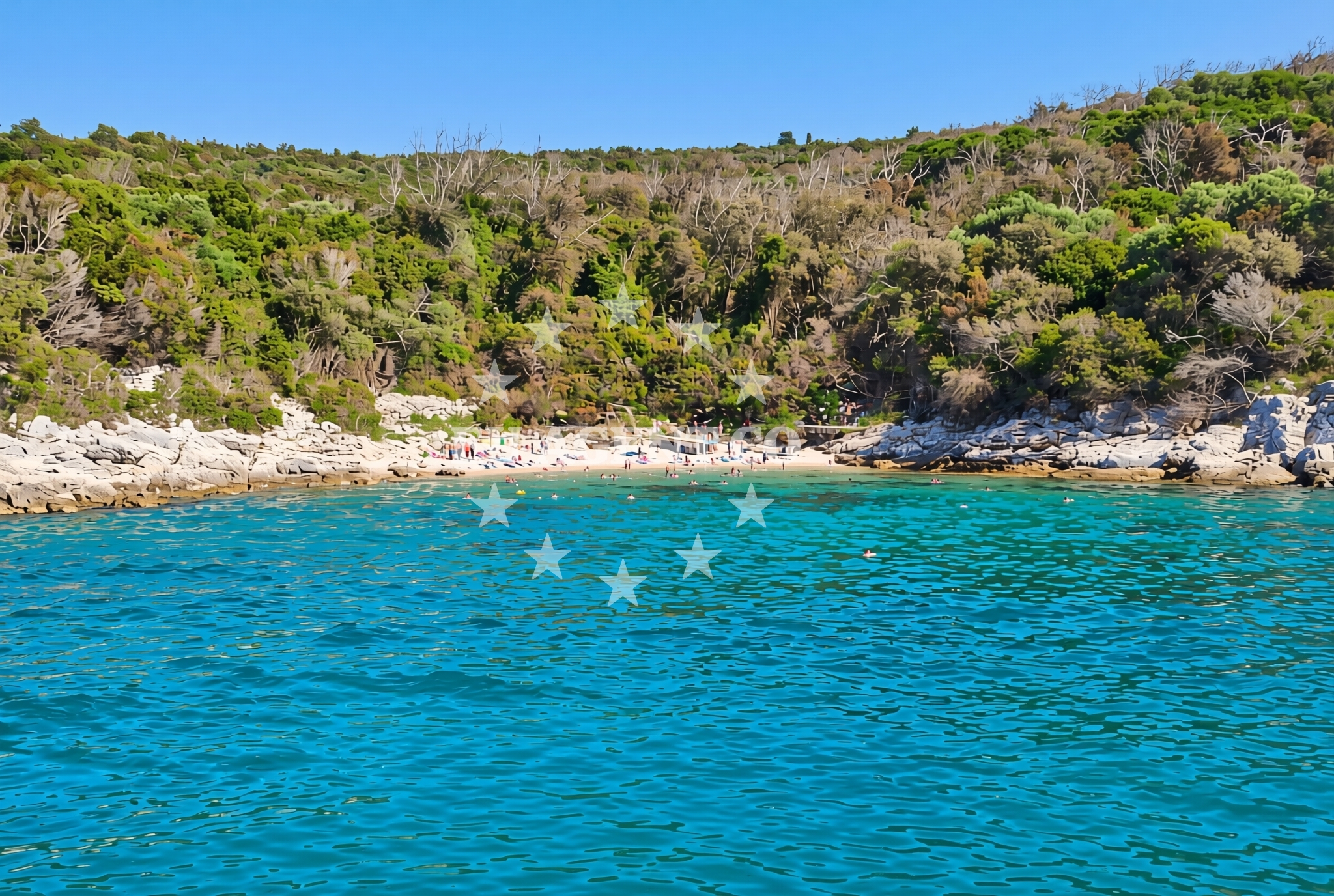 Sea and coastal view of Mala Draga, Ilovik (Mali Lošinj) (Ilovik) Beach in Mala Draga