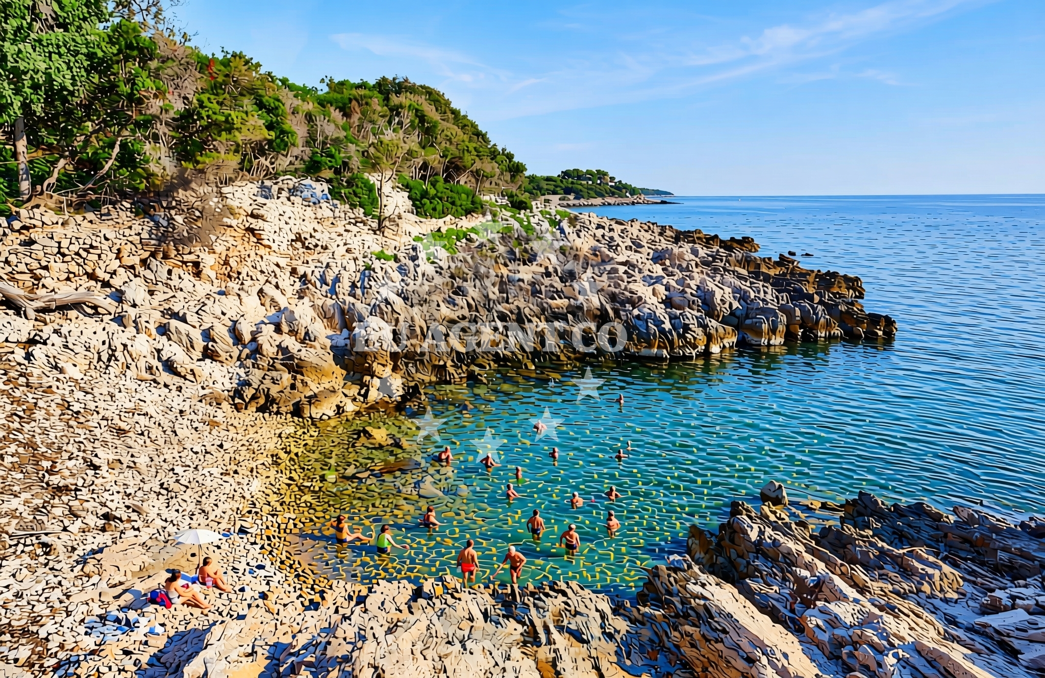 Sea and coastal view of Mala draga, Veli Lošinj (Lošinj) Beach in Mala draga