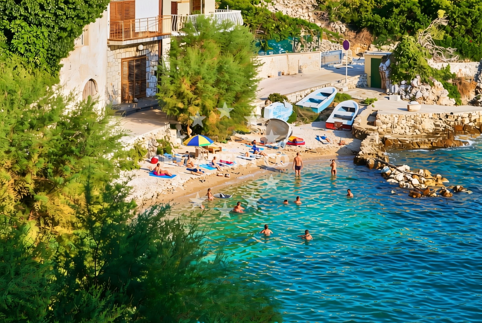 Shoreline and swimming area at Mala Duba istok, Živogošće Beach in Mala Duba istok