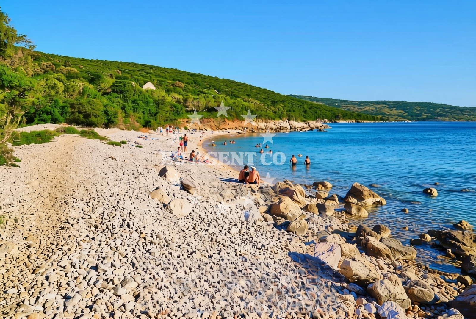 Overview of Mala Krasa jug, Punat (Krk) Beach in Mala Krasa jug