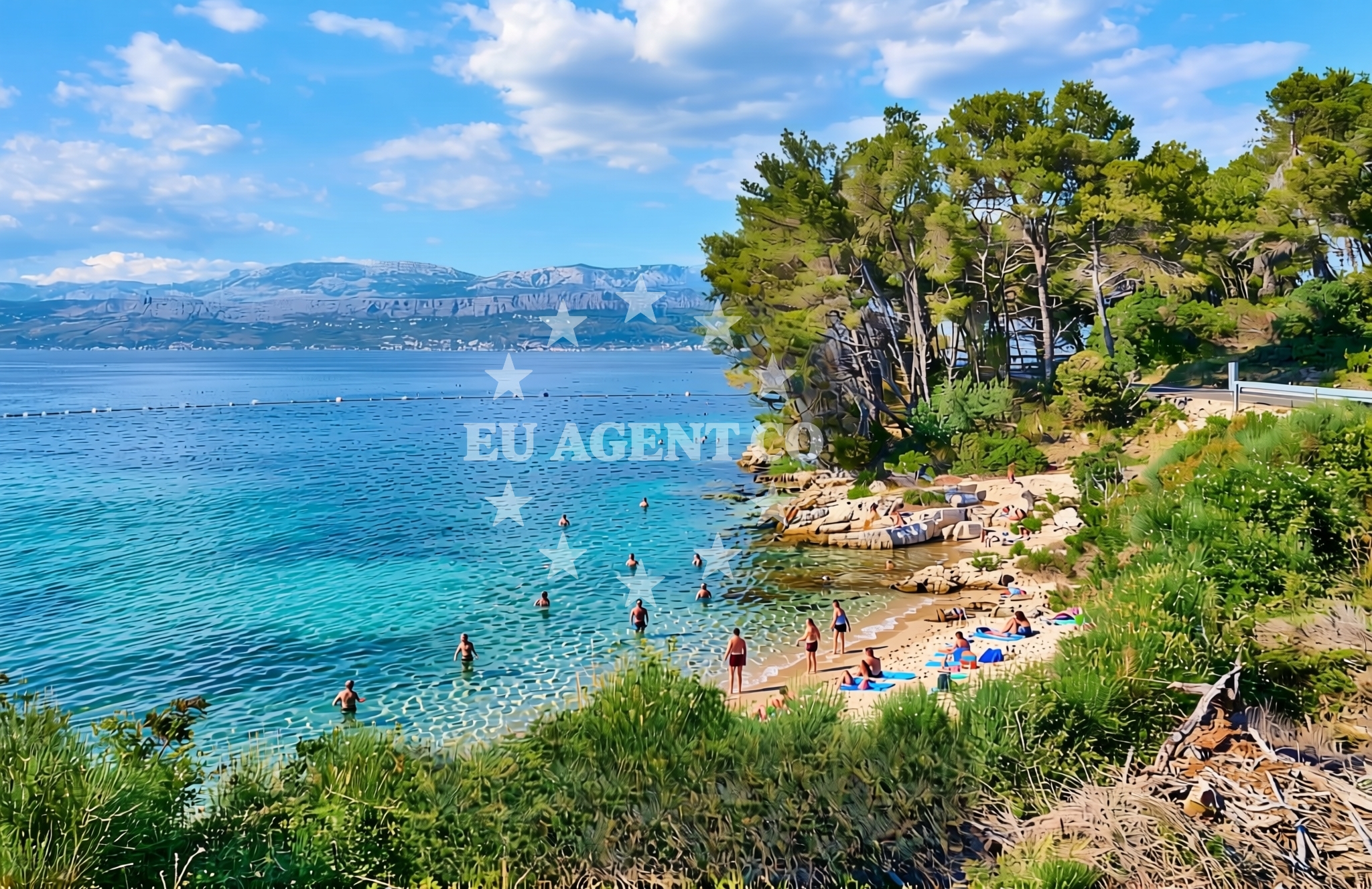 Shoreline and swimming area at Mala lučica, Splitska (Brač) Beach in Mala lučica