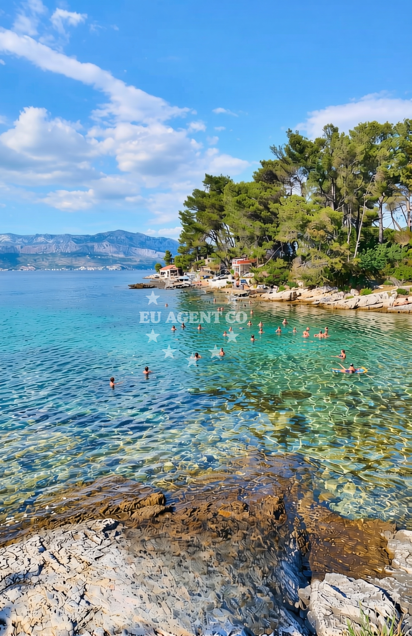 Sea and coastal view of Mala lučica, Splitska (Brač) Beach in Mala lučica