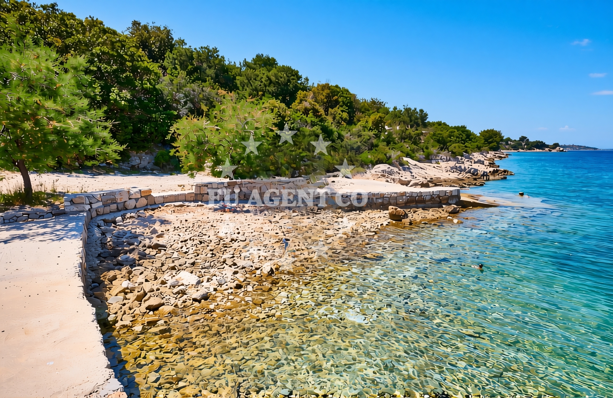 Overview of Mala luka zapad, Drvenik Veliki (Drvenik Veli) Beach in Mala luka zapad