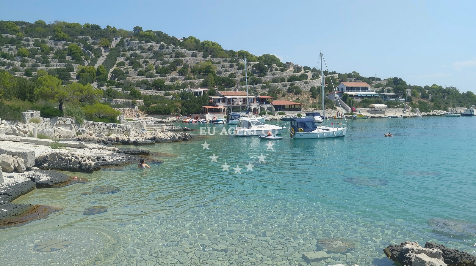 Shoreline and swimming area at Mala Nozdra in ., Kaprije