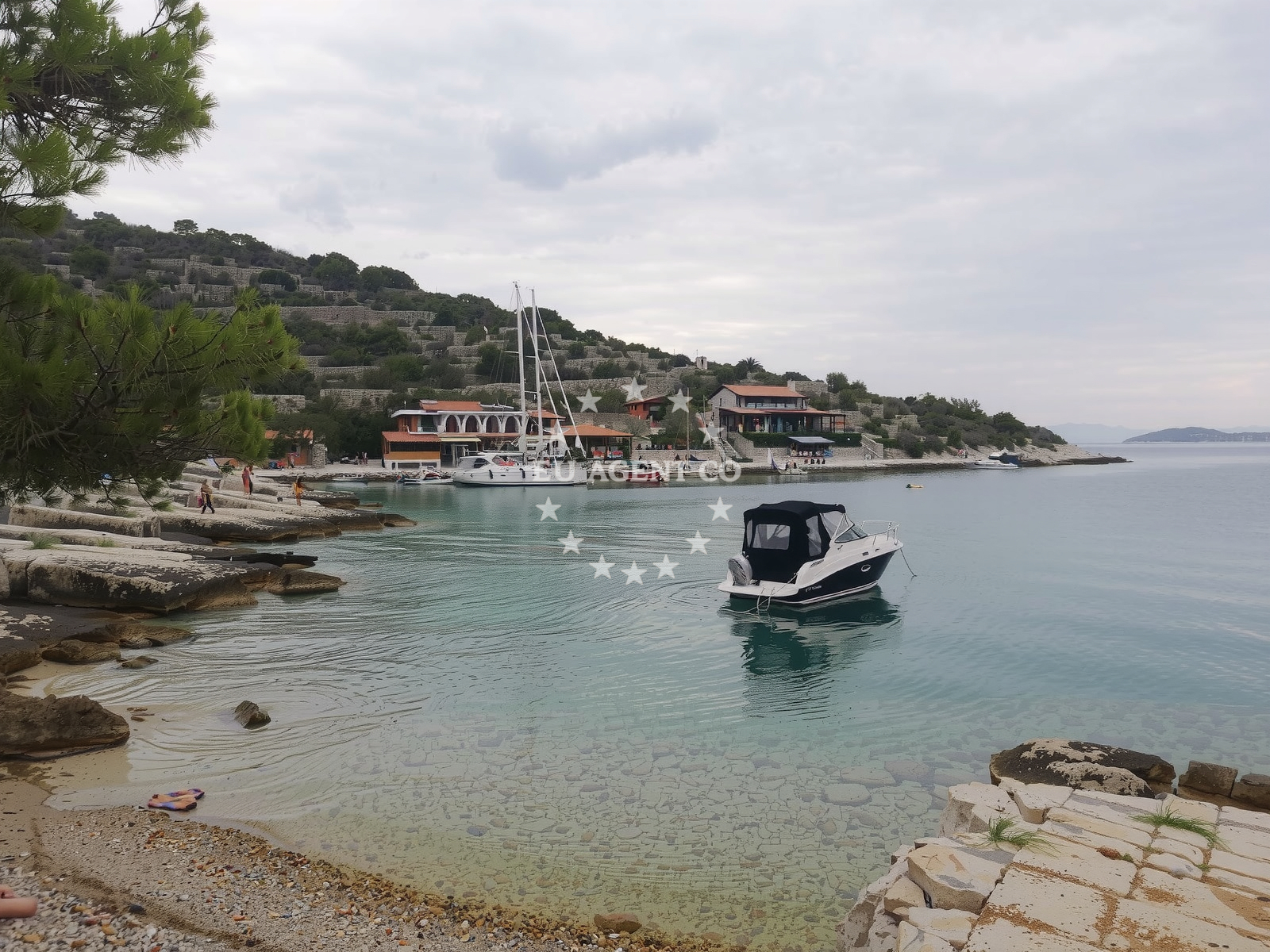 Sea and coastal view of Mala Nozdra in ., Kaprije