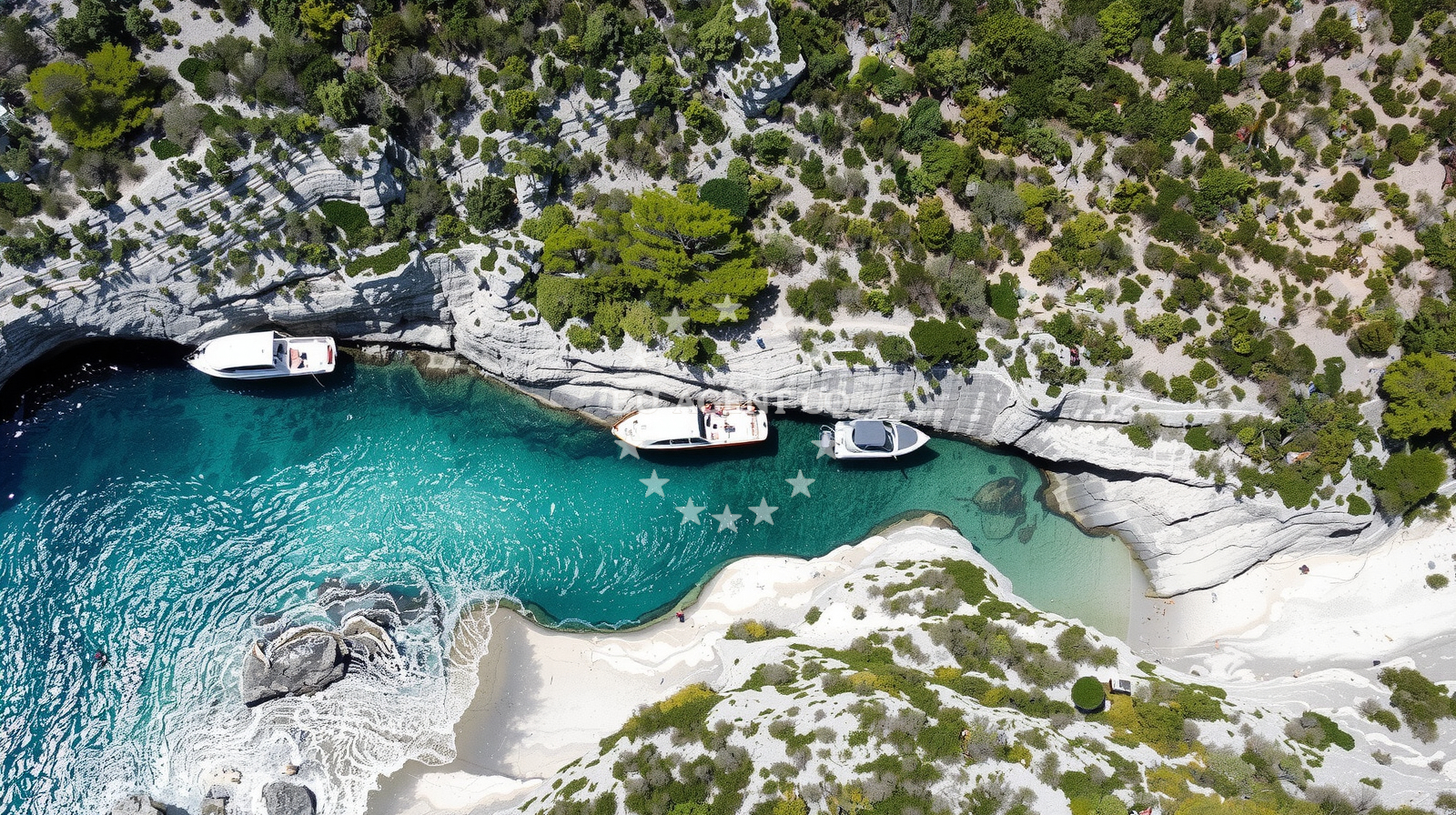 Sea and coastal view of Mala Pritiscina Beach in Gurnji put 37, Komiža