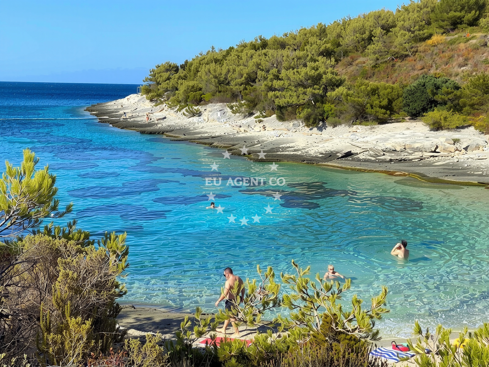 Shoreline and swimming area at Mala Srebrna in Luka 63, Rukavac, Rukavac