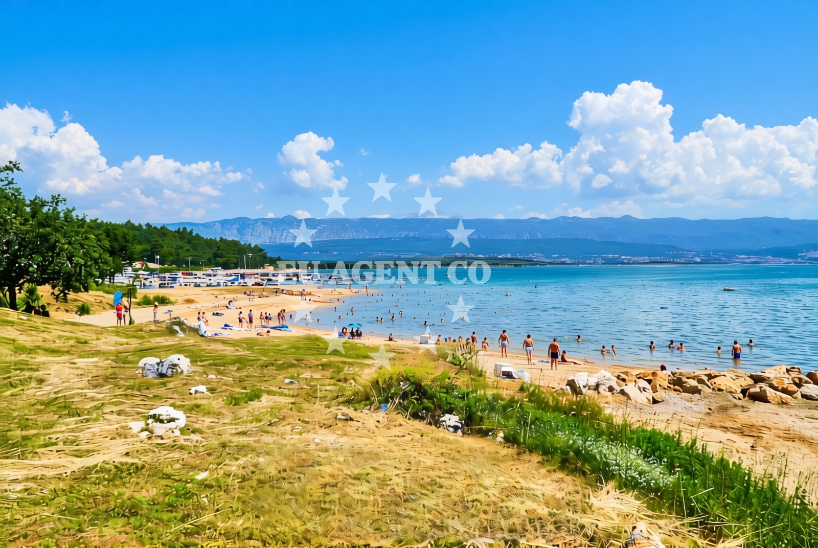 Beach facilities and surroundings at Mala sten, Čižići (Krk) Beach in Mala sten
