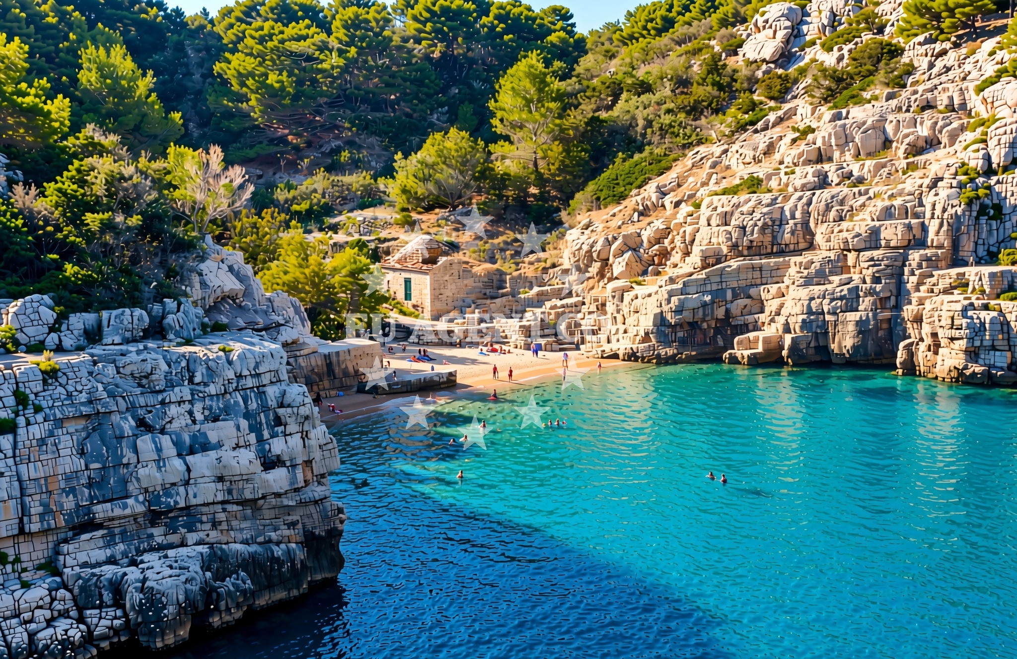 Overview of Mala Stiniva, Jelsa (Hvar) Beach in Mala Stiniva