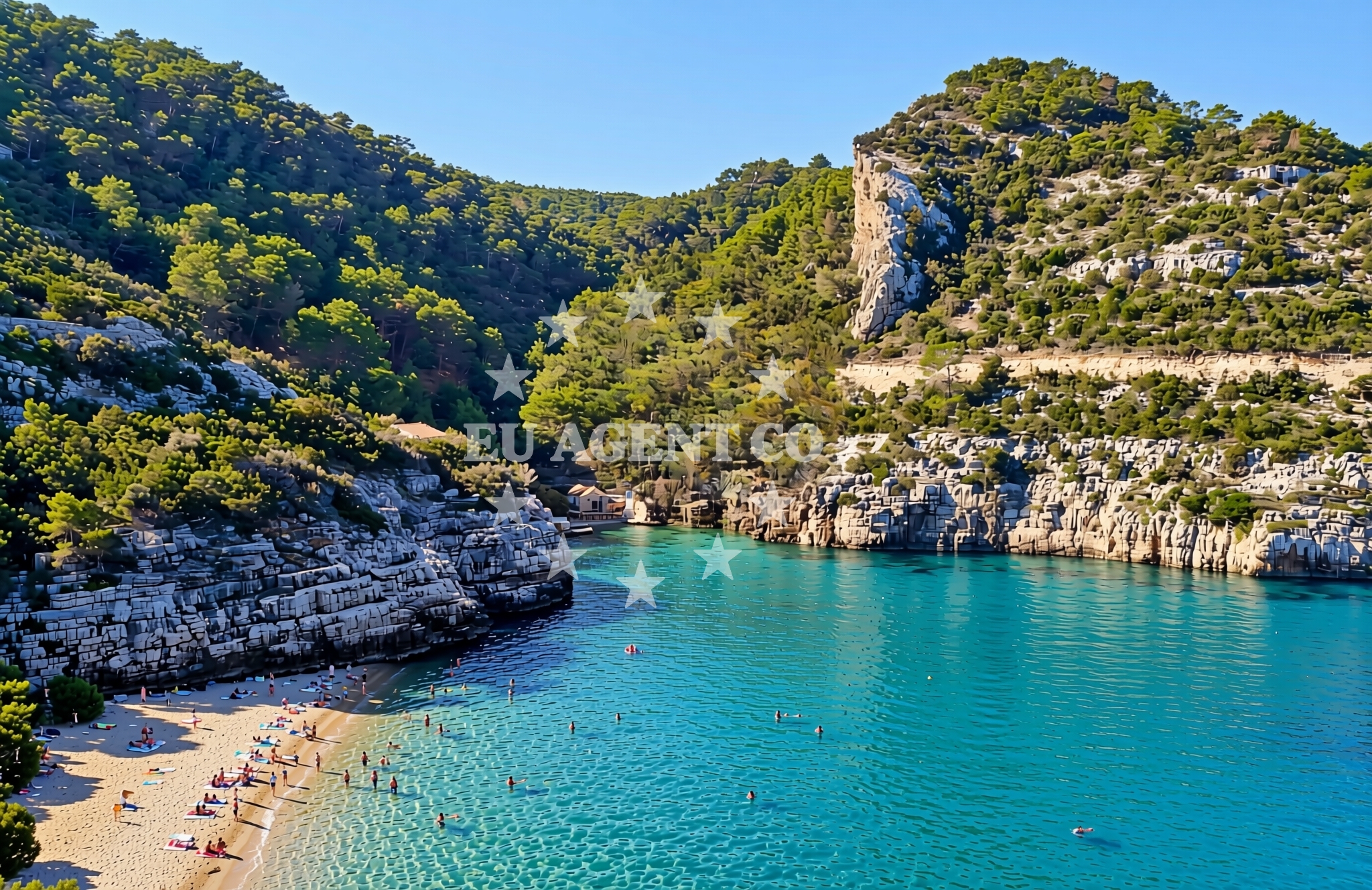 Sea and coastal view of Mala Stiniva, Jelsa (Hvar) Beach in Mala Stiniva
