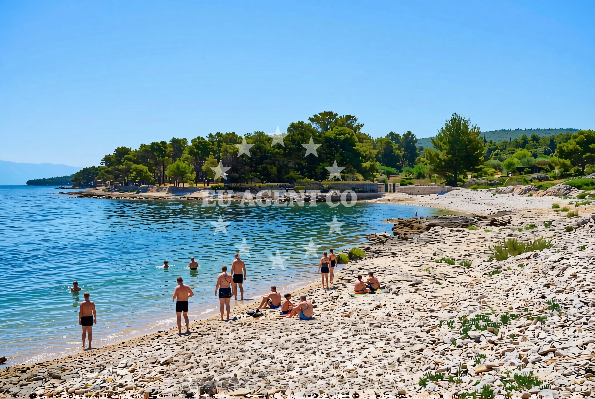 Shoreline and swimming area at Malačnica sredina, Supetar (Brač) Beach in Malačnica sredina