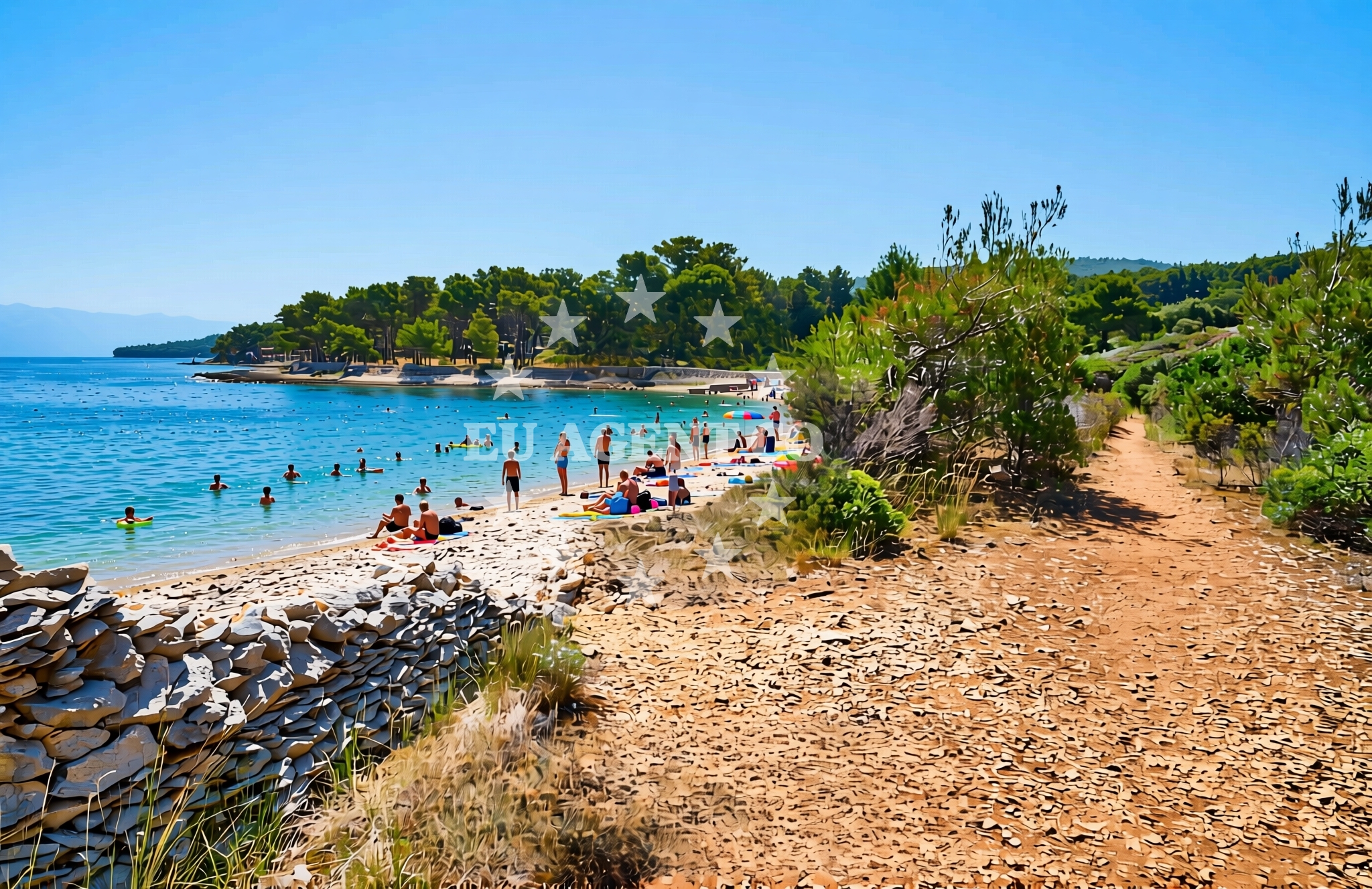 Sea and coastal view of Malačnica sredina, Supetar (Brač) Beach in Malačnica sredina