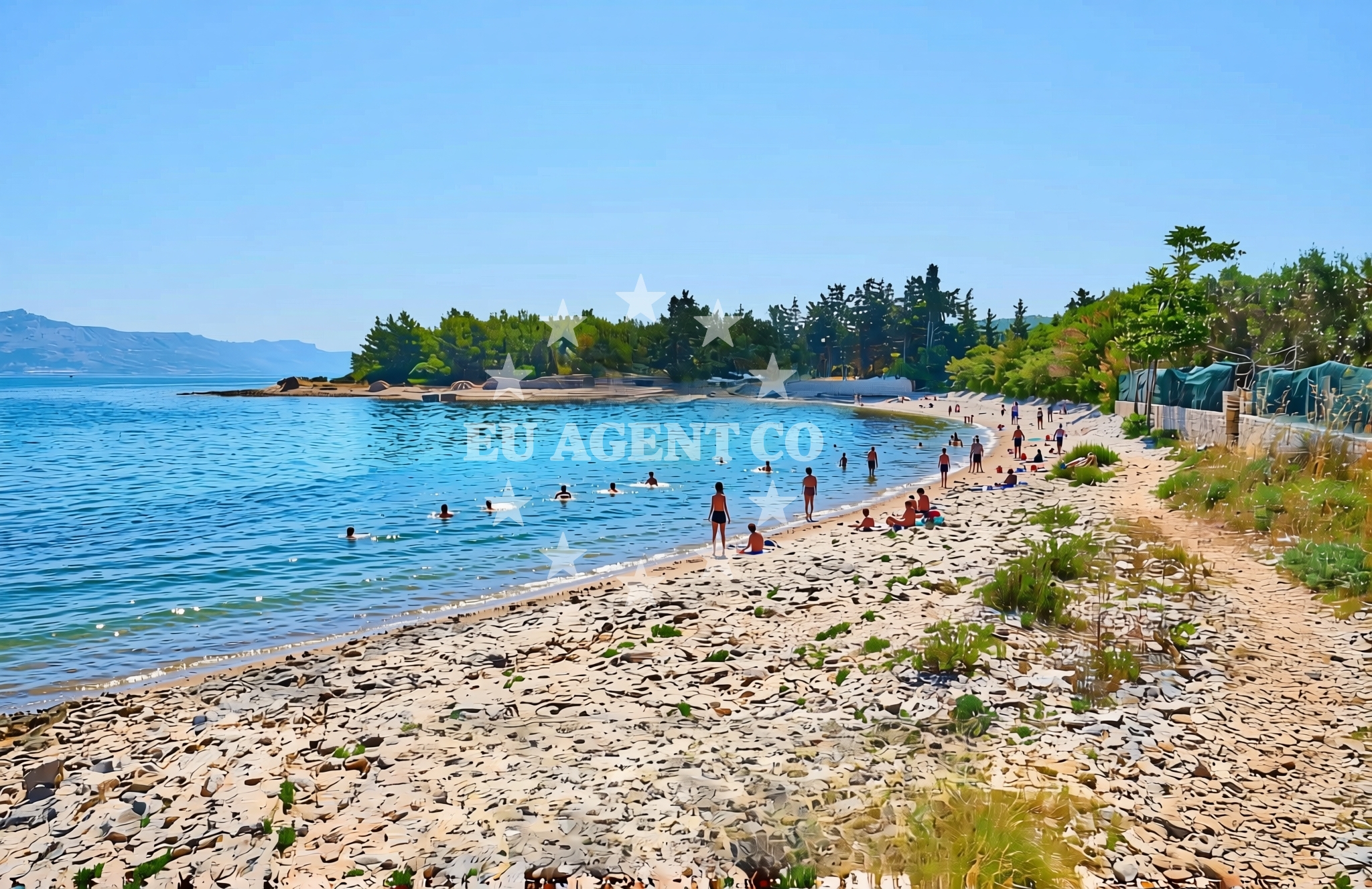 Shoreline and swimming area at Malačnica zapad, Supetar (Brač) Beach in Malačnica zapad