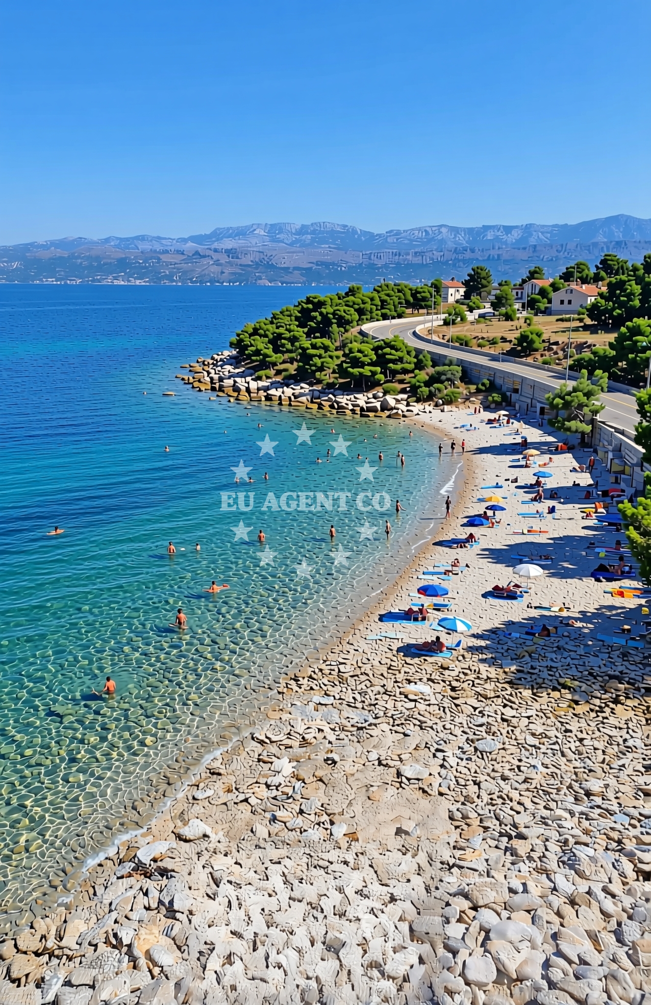 Beach facilities and surroundings at Malačnica zapad, Supetar (Brač) Beach in Malačnica zapad