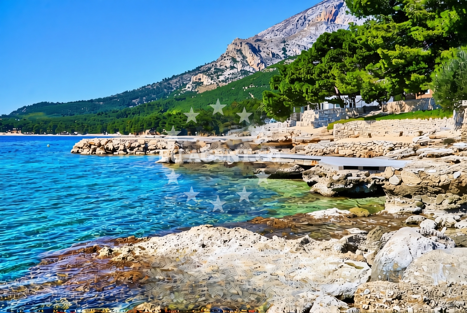 Sea and coastal view of Male Čiste, Drvenik (Gradac) Beach in Male Čiste