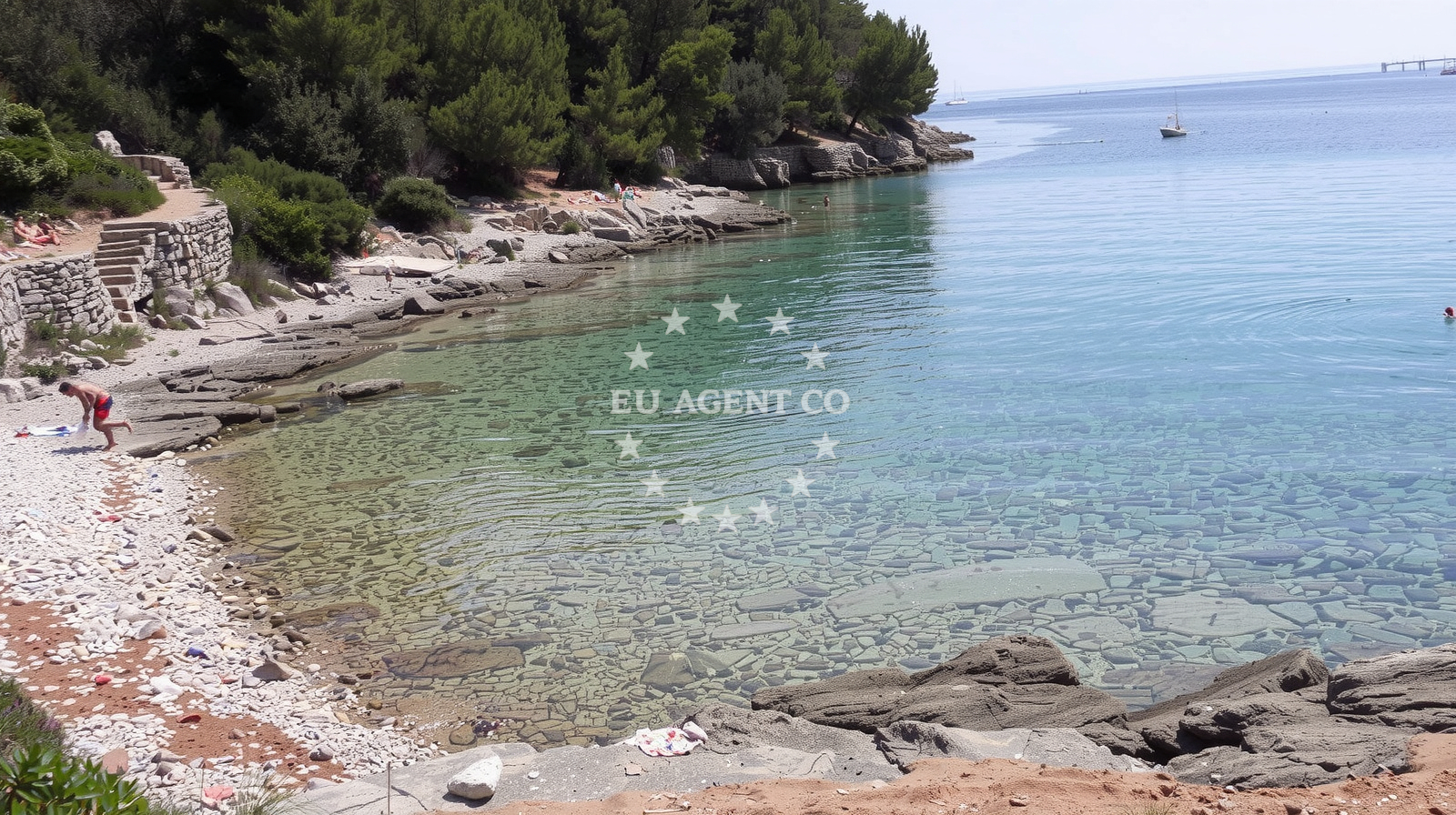 Shoreline and swimming area at Male Valdarke in , Mali Lošinj