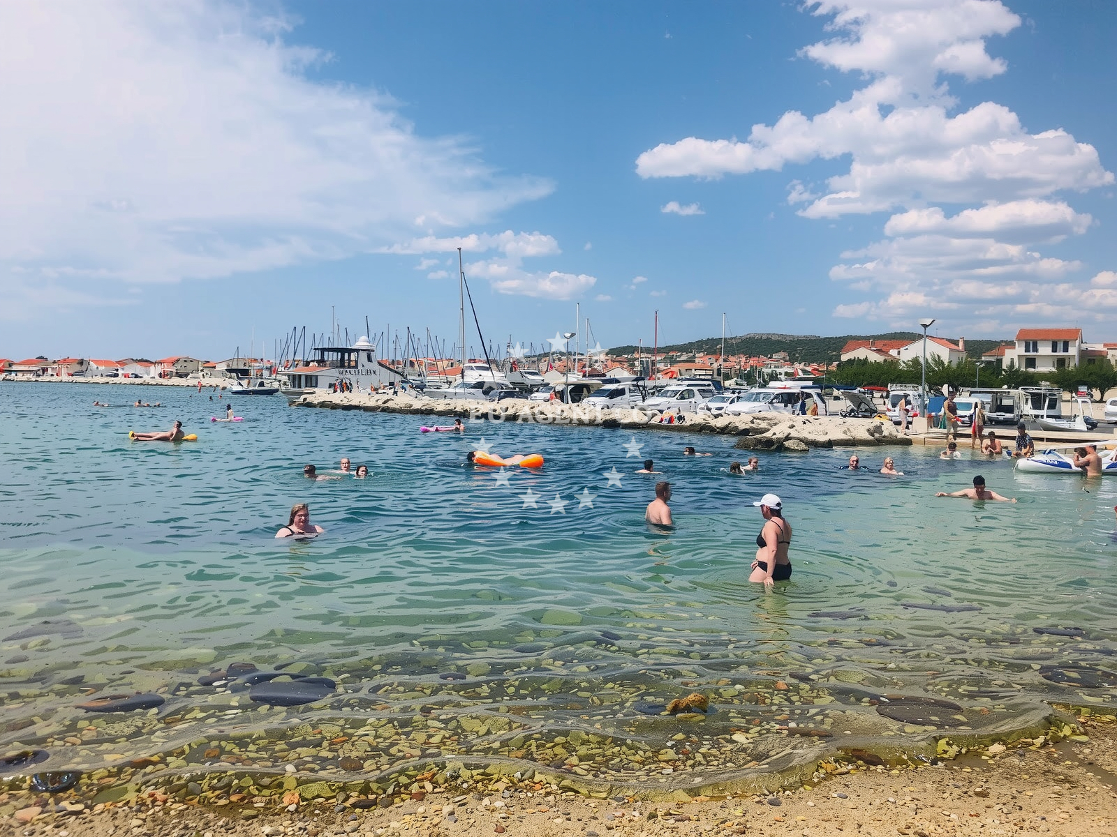 Sea and coastal view of Male Vrulje Beach in 11 Kraje ulica, Vodice
