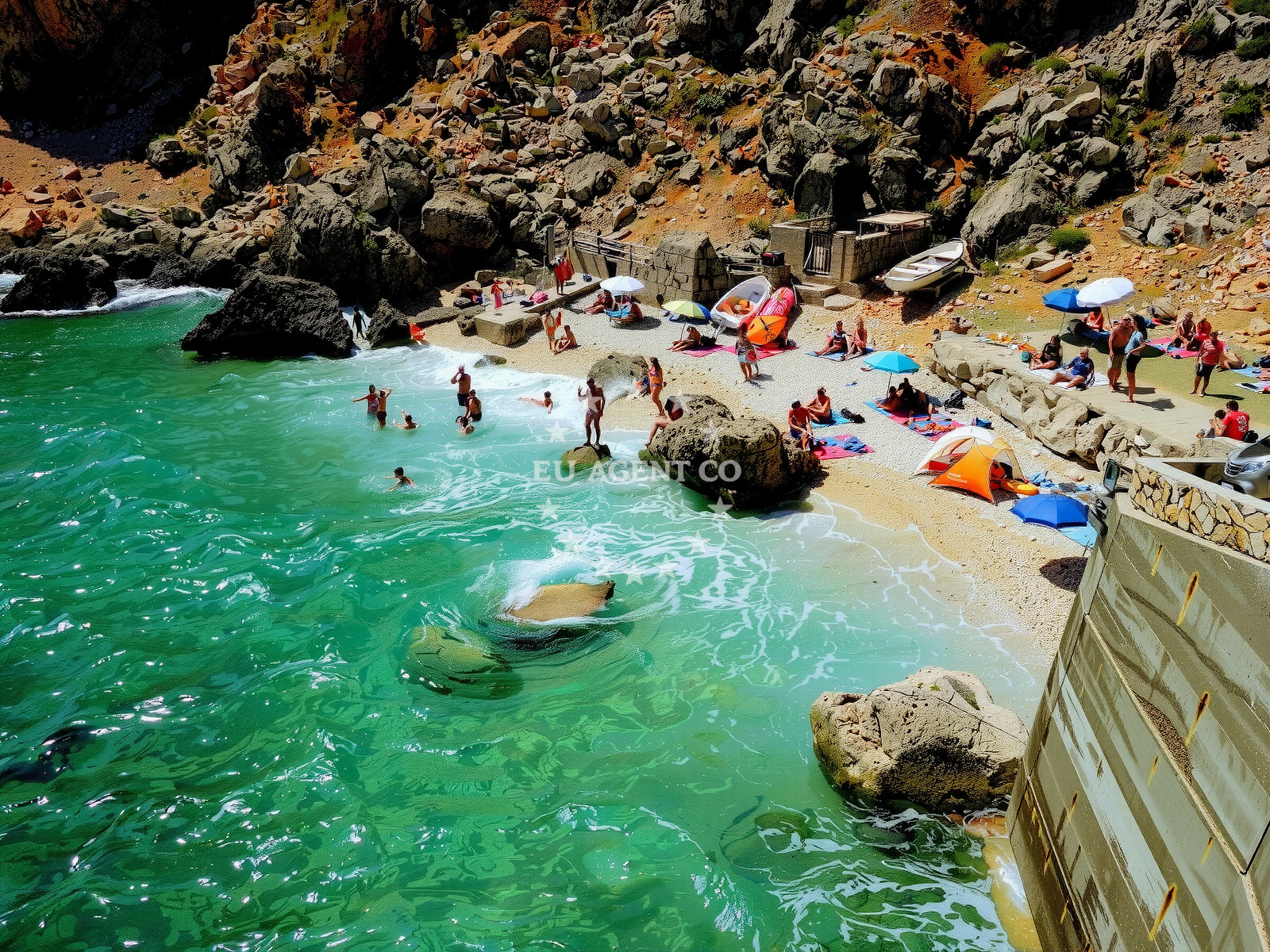 Shoreline and swimming area at Mali Bok in 89A, Orlec