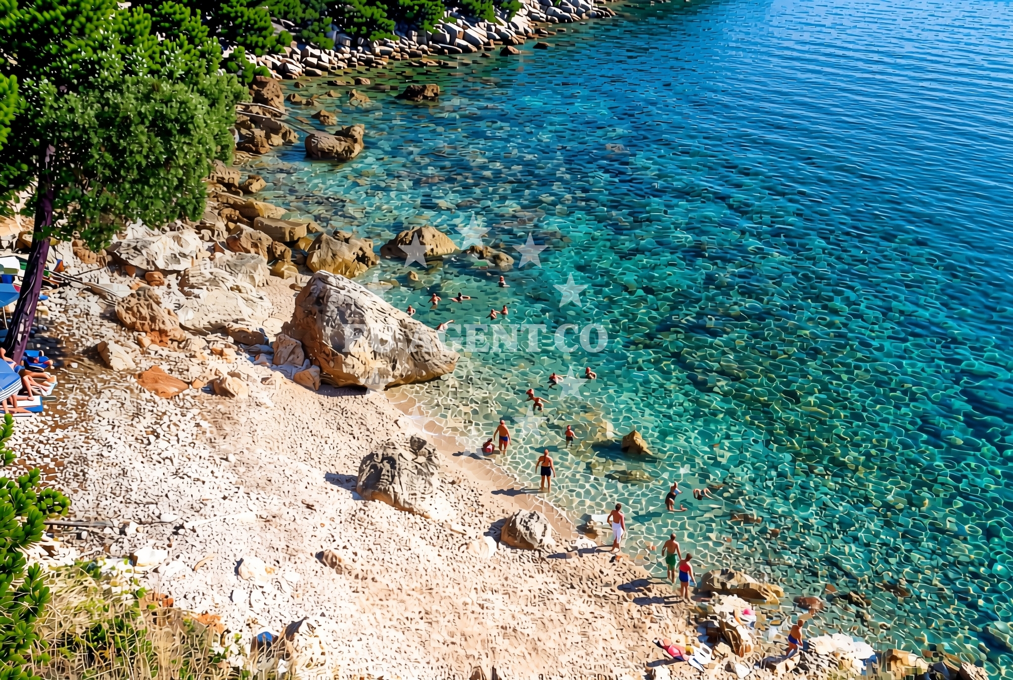 Sea and coastal view of Mali Črvanj zapad, Zastražišće (Hvar) Beach in Mali Črvanj zapad