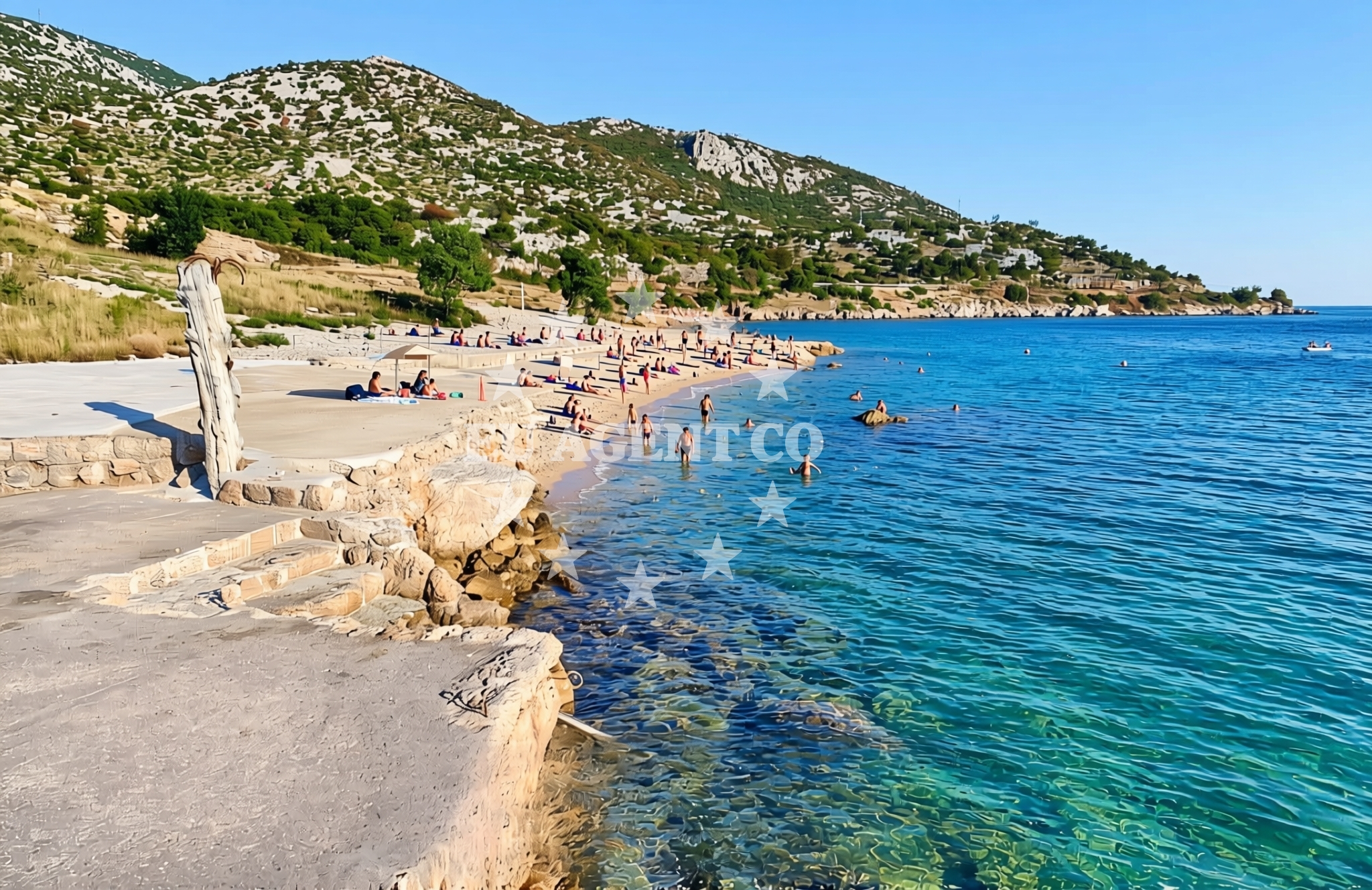 Sea and coastal view of Mali greben, Cesarica Beach in Mali greben