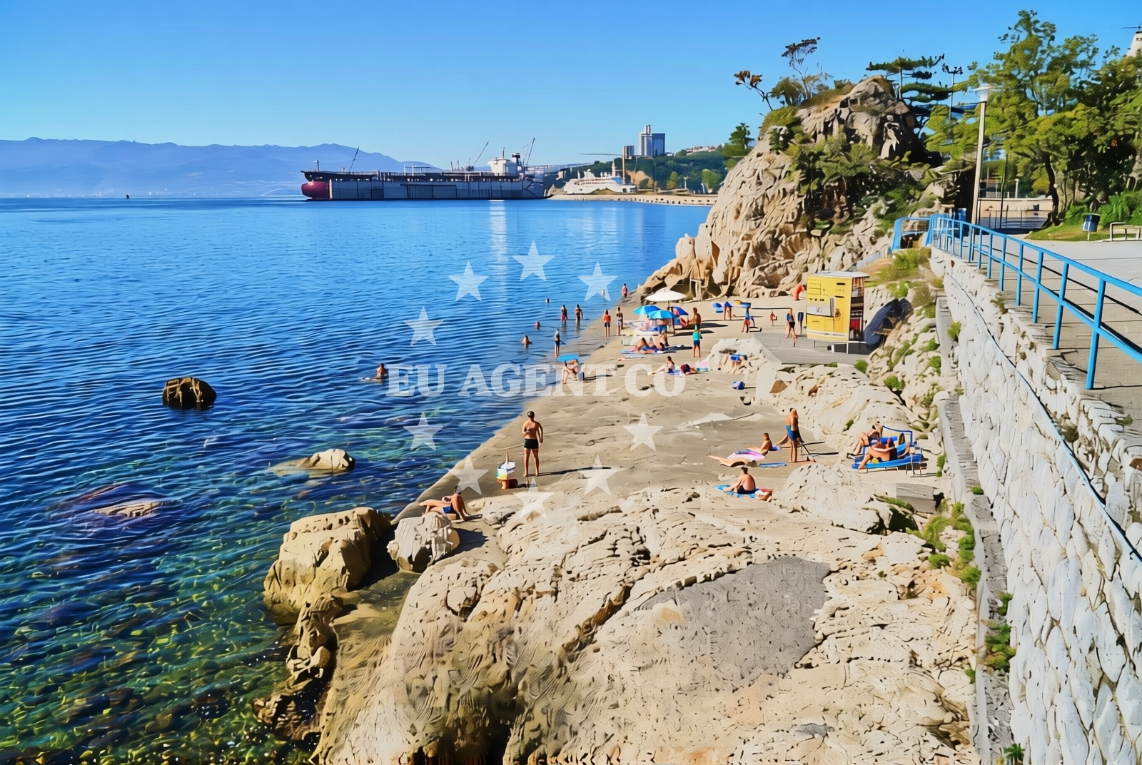 Overview of Mali jarak, Kostrena Beach in Mali jarak