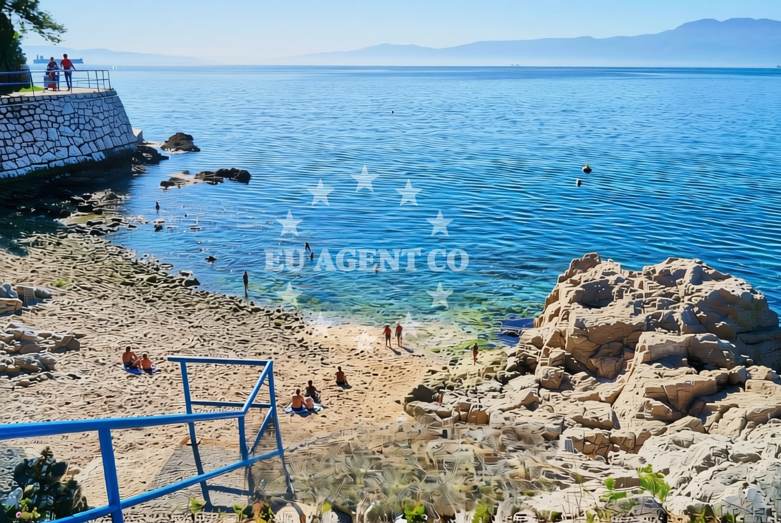 Sea and coastal view of Mali jarak, Kostrena Beach in Mali jarak